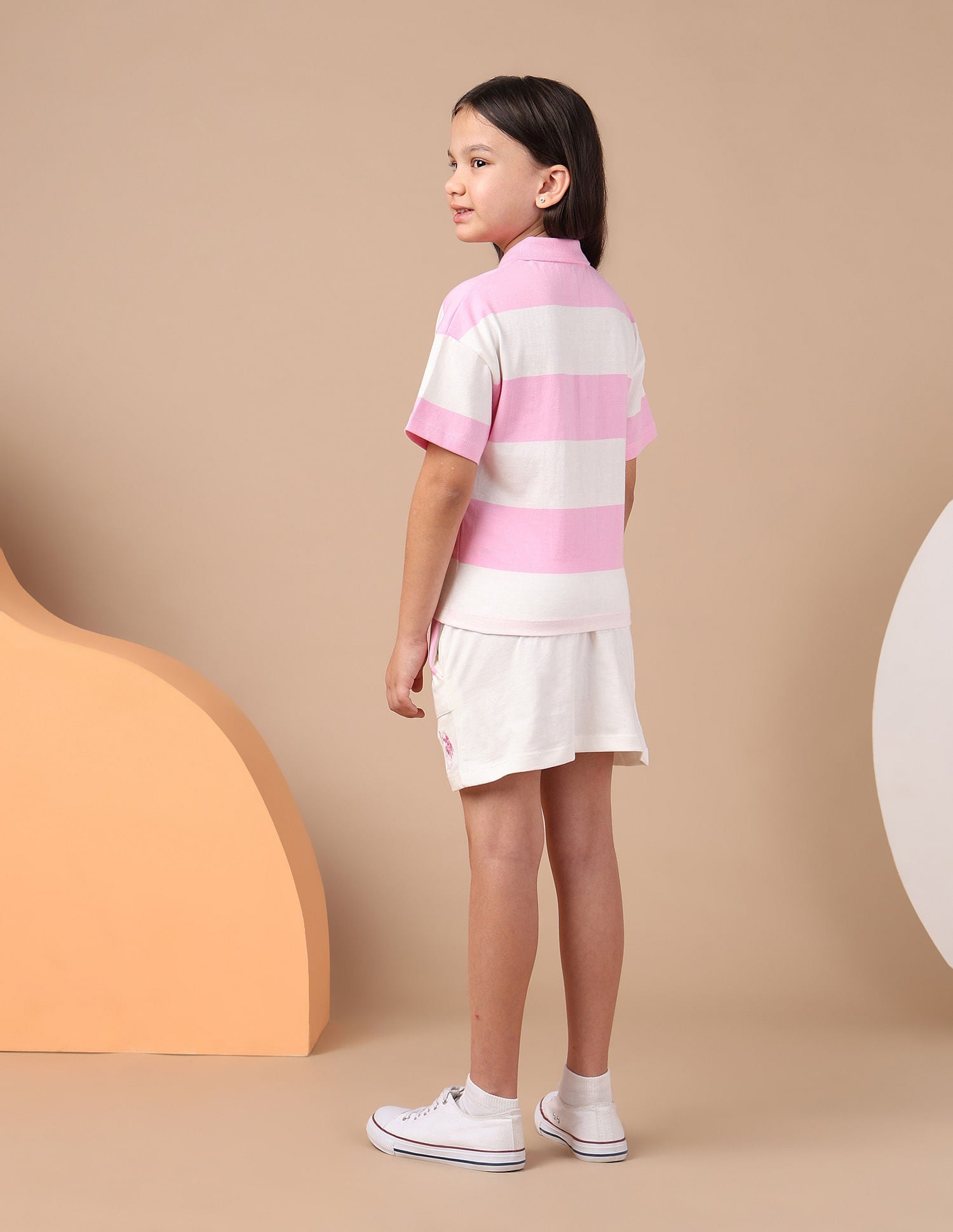 Girls Horizontal Striped Polo Shirt Light Pink - U.S. POLO ASSN. | Large