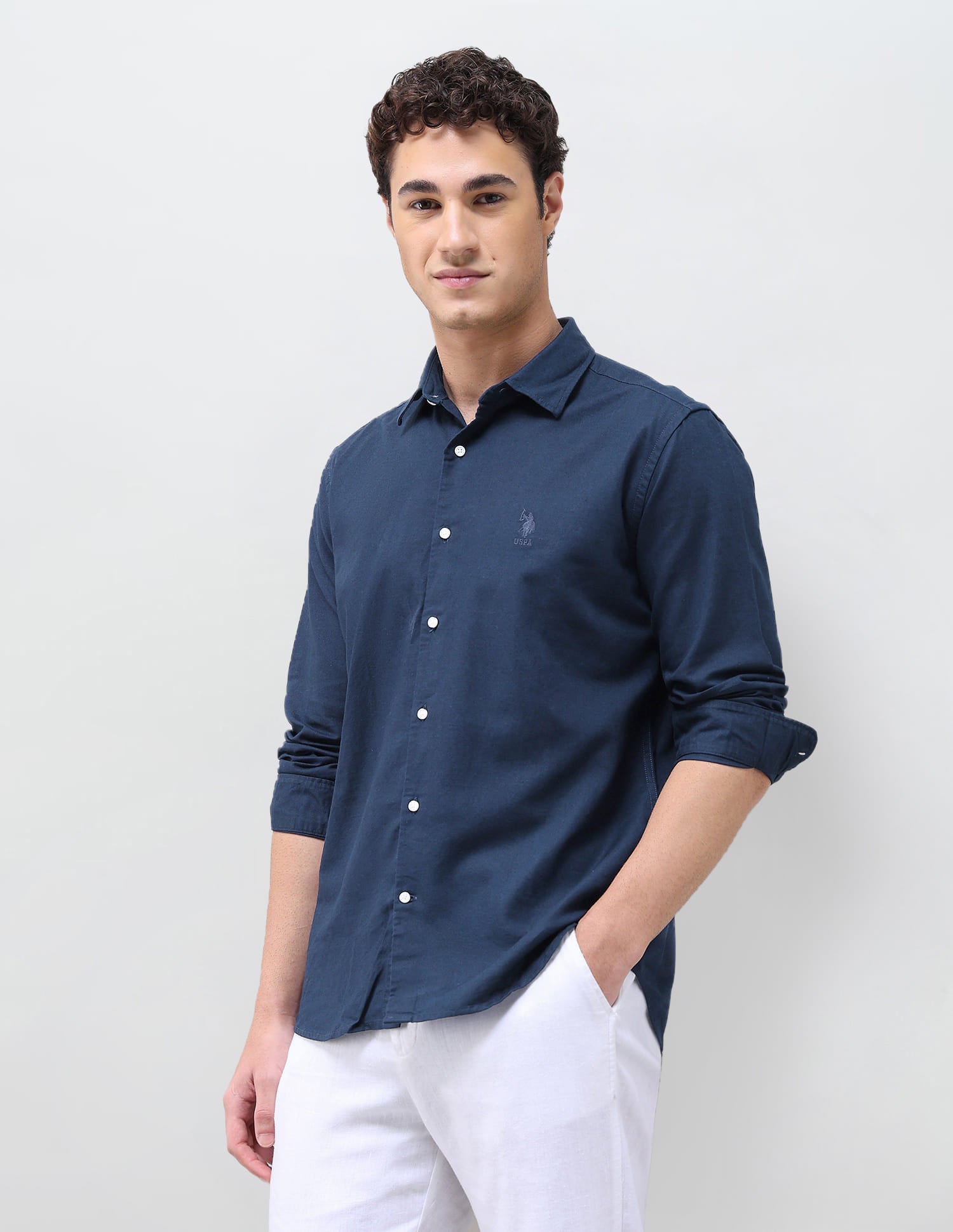 Vertical Striped Regular Fit Shirt Blue - U.S. Polo Assn. India | Large