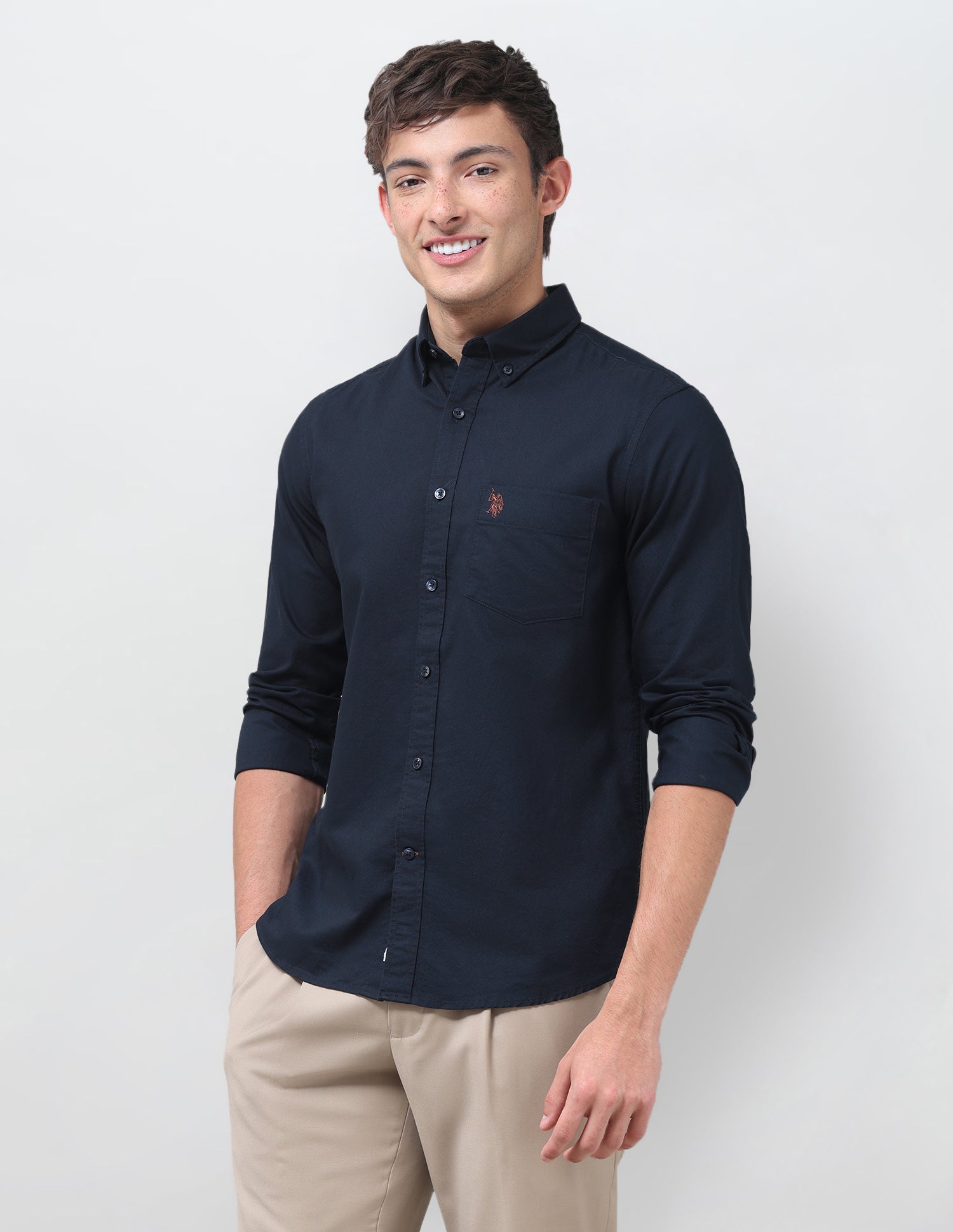 Tailored Fit Oxford Shirt Navy - U.S. Polo Assn. India | Large