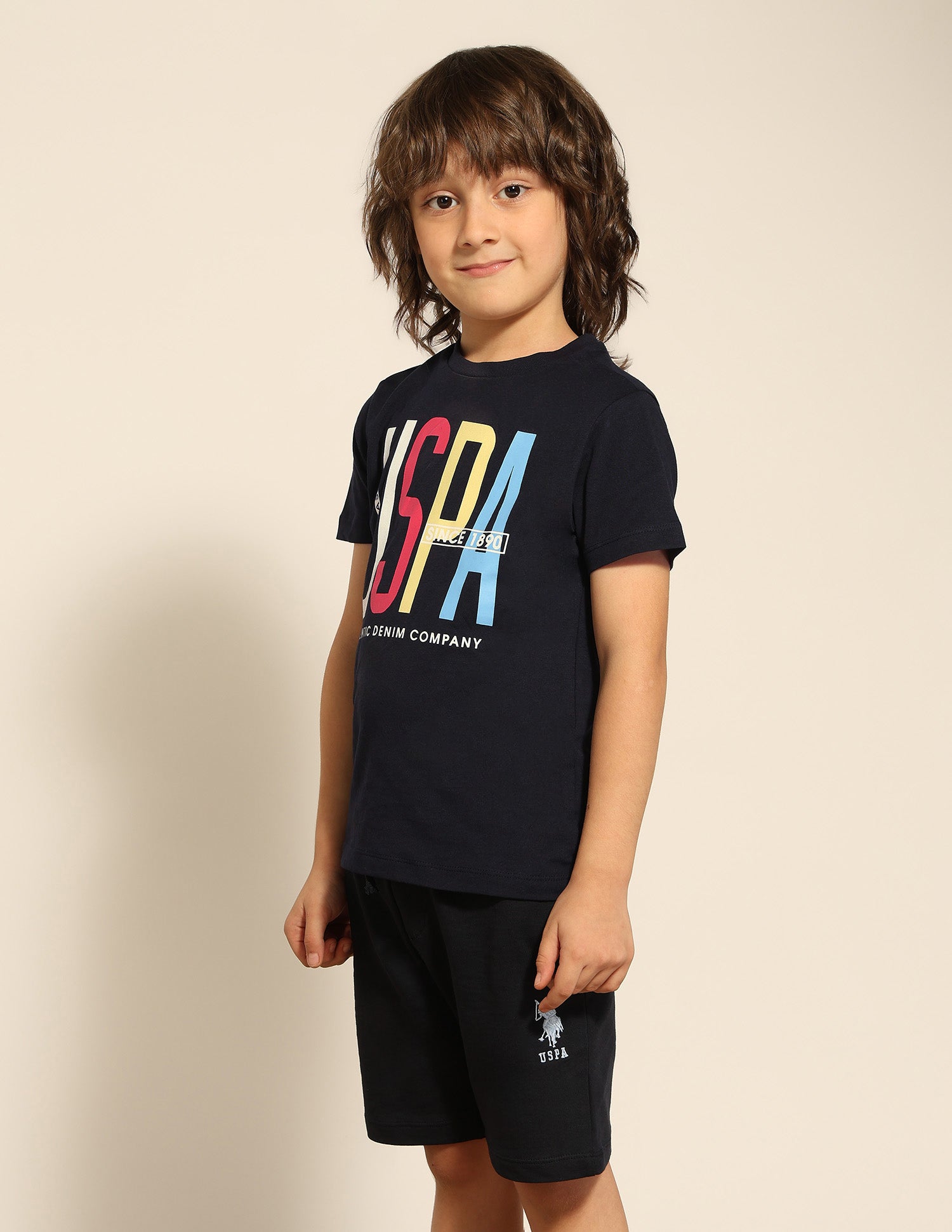 Boys Brand Printed Pure Cotton T-Shirt Navy - U.S. POLO ASSN. | Large