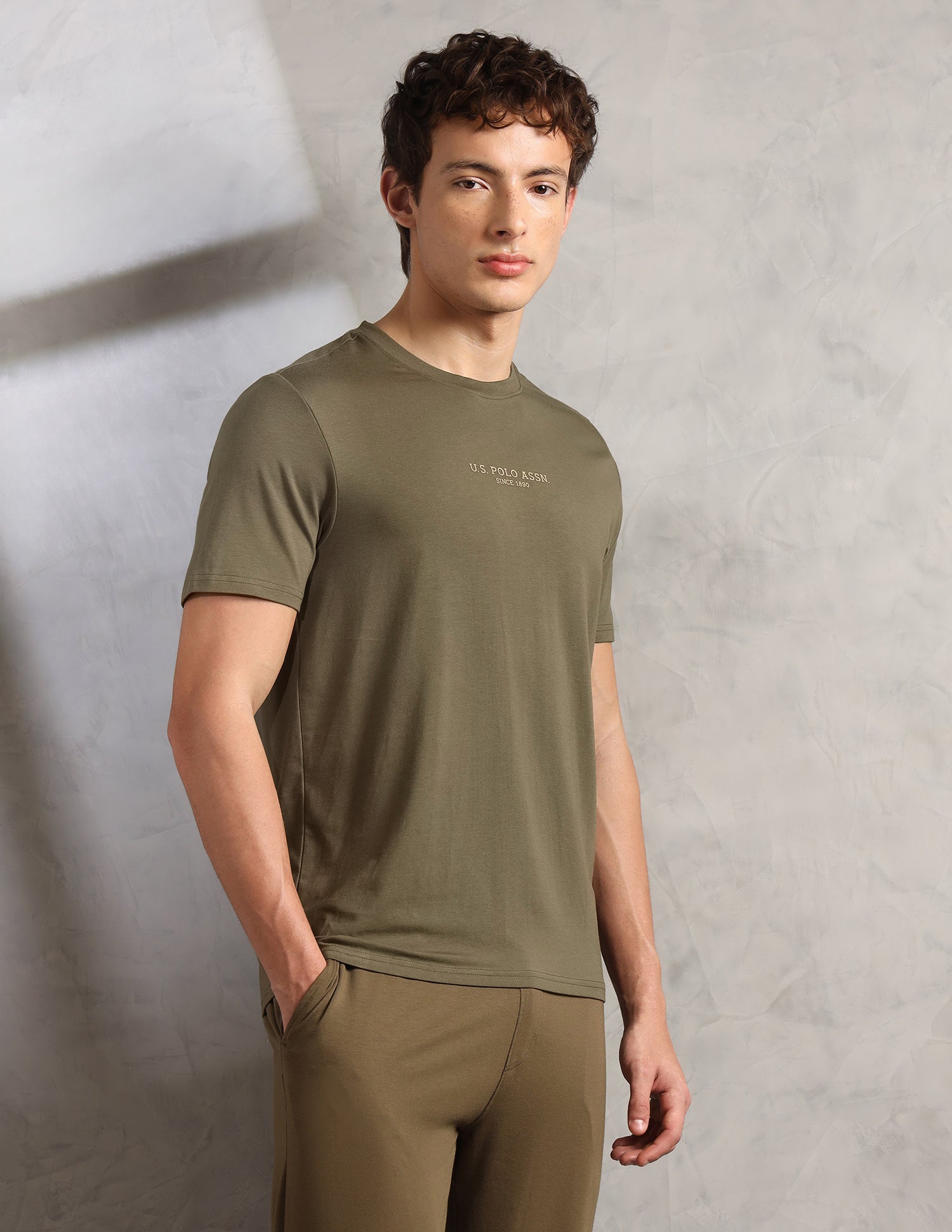 Comfort Relaxed Fit Breathable PE005-PL Lounge T-Shirt - Pack Of 1 Ivy Green - U.S. Polo Assn. India | Large