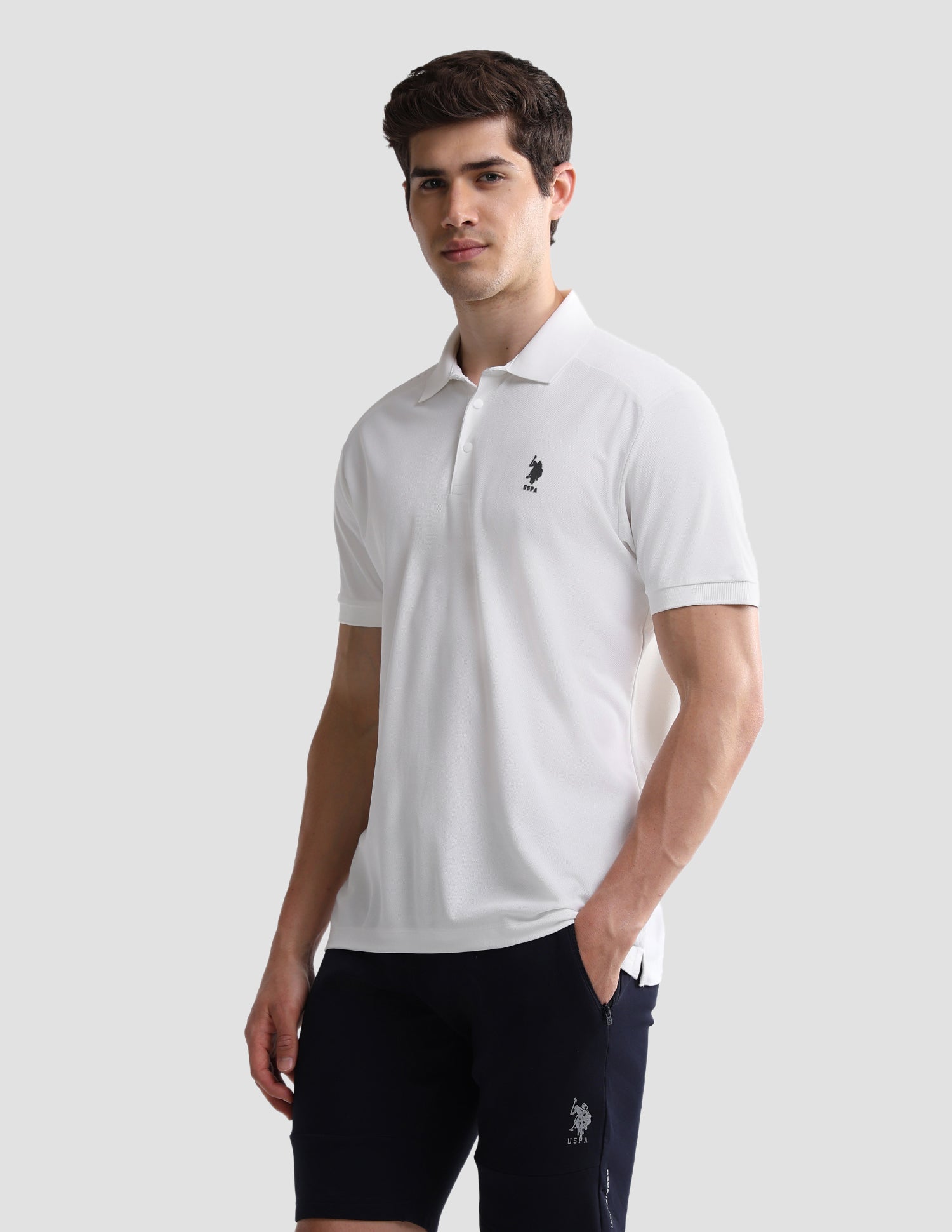 Solid Slim Fit Active Polo Shirt White - U.S. Polo Assn. India | Large