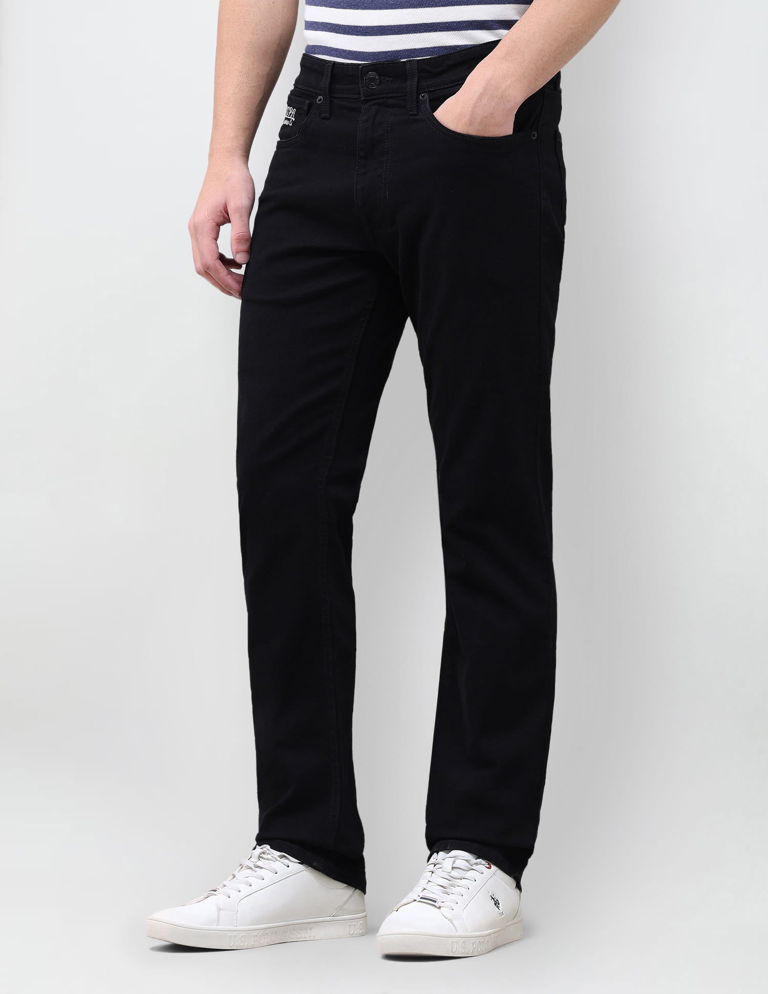 Solid Slim Straight Fit Jeans Grey - U.S. Polo Assn. India | Large