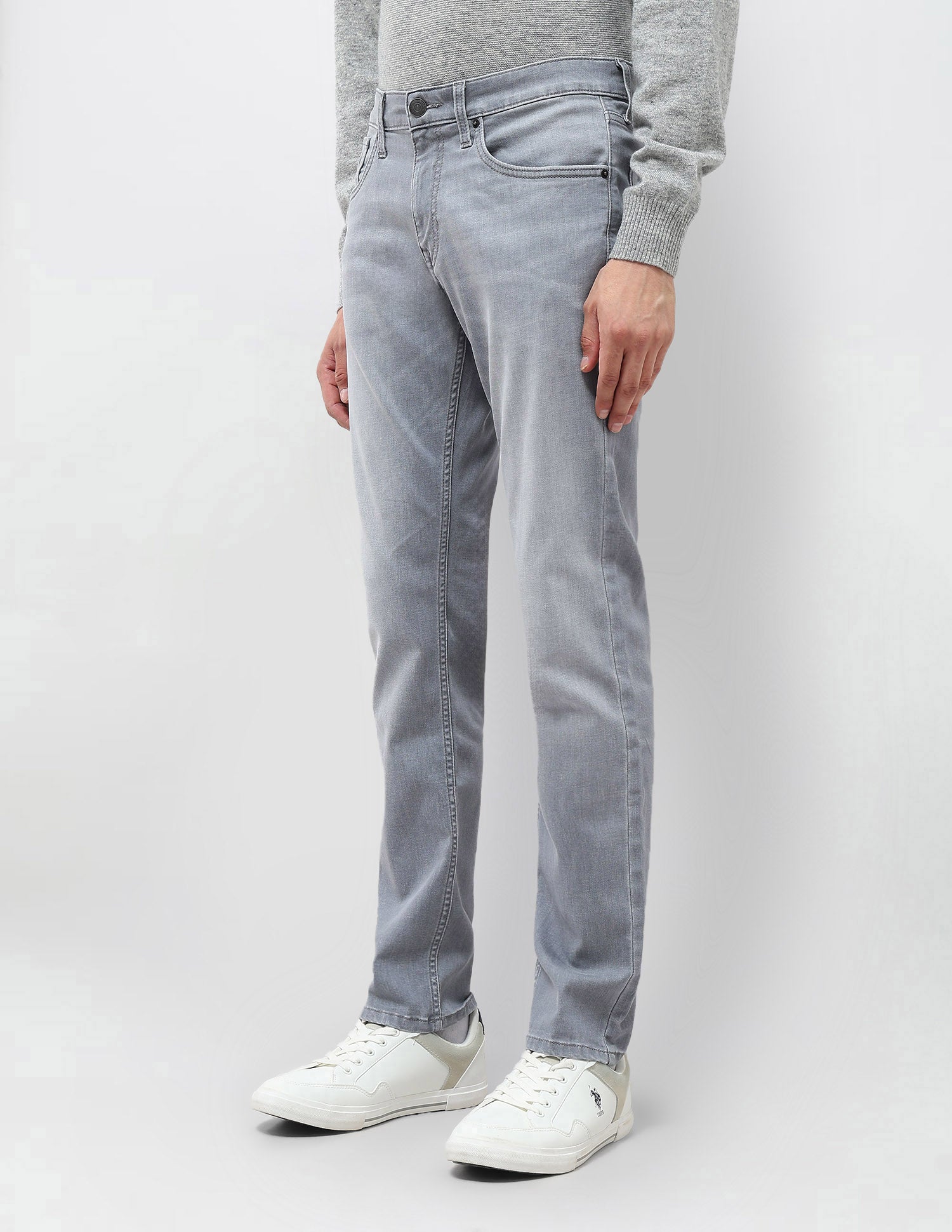 Brandon Slim Tapered Fit Mid Rise Jeans Light Grey - U.S. POLO ASSN. | Large