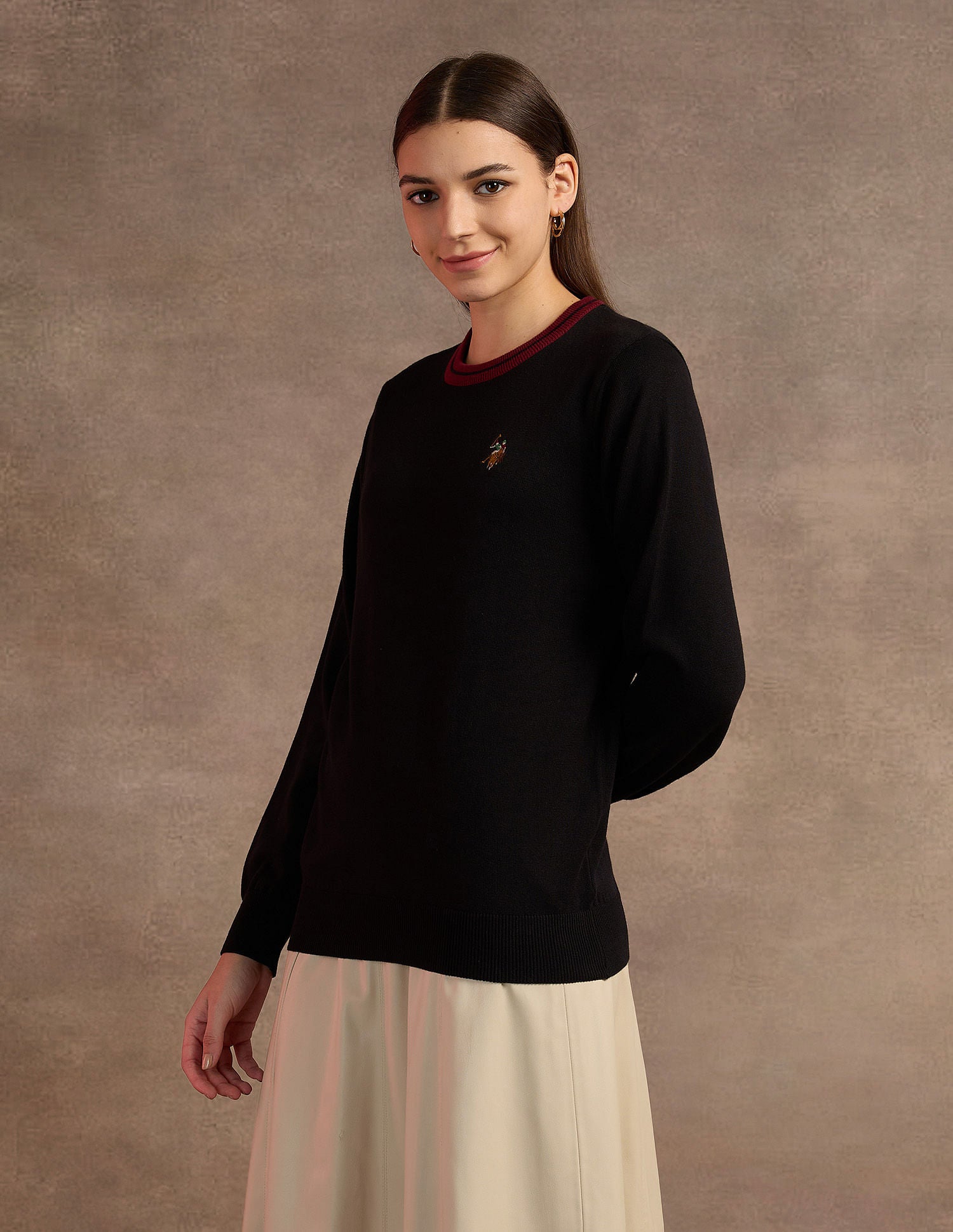 Drop Shoulders Cotton Sweater Black - U.S. POLO ASSN. | Large