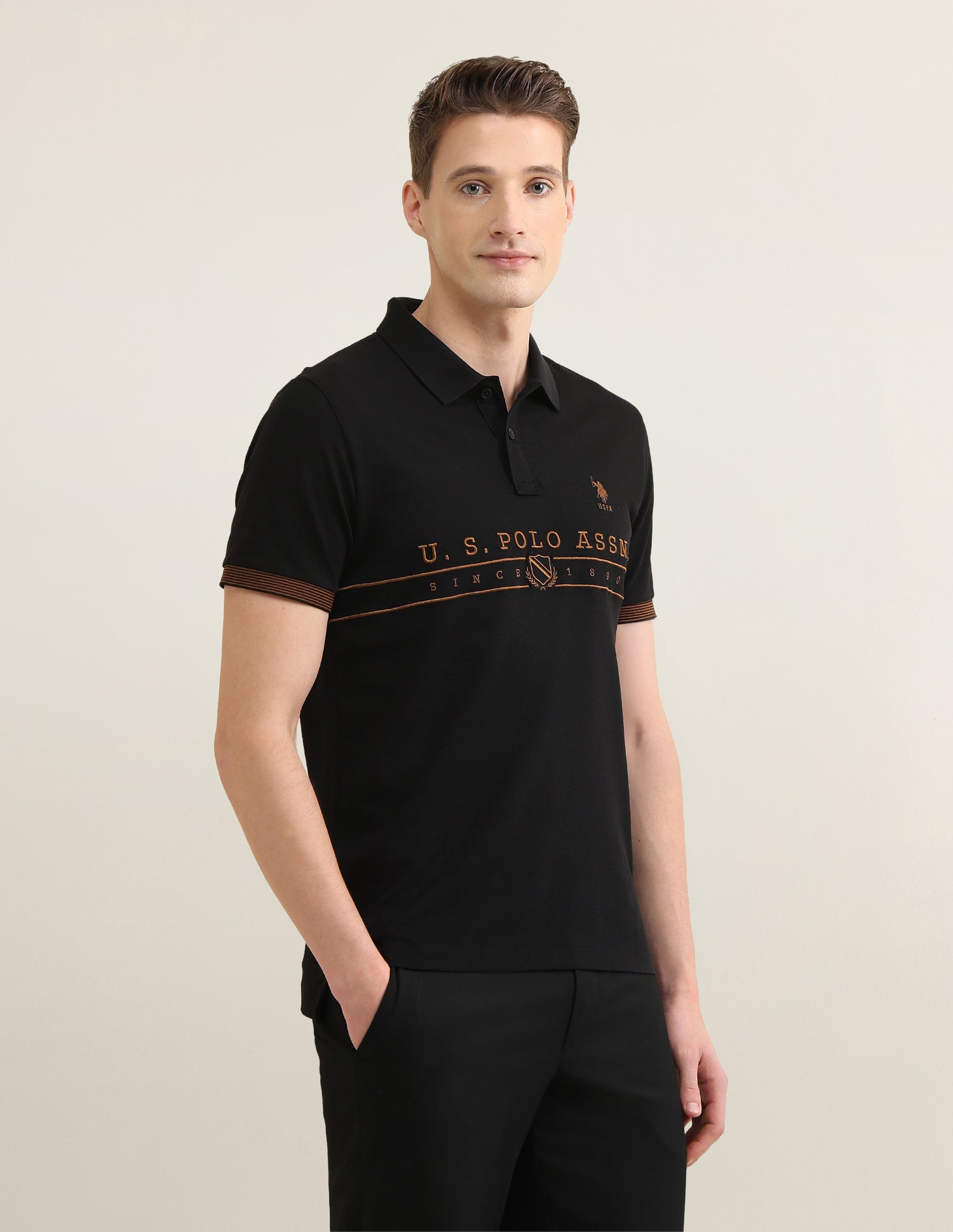 Brand Embroidered Sotogrande Polo Shirt Black - U.S. Polo Assn. India | Large