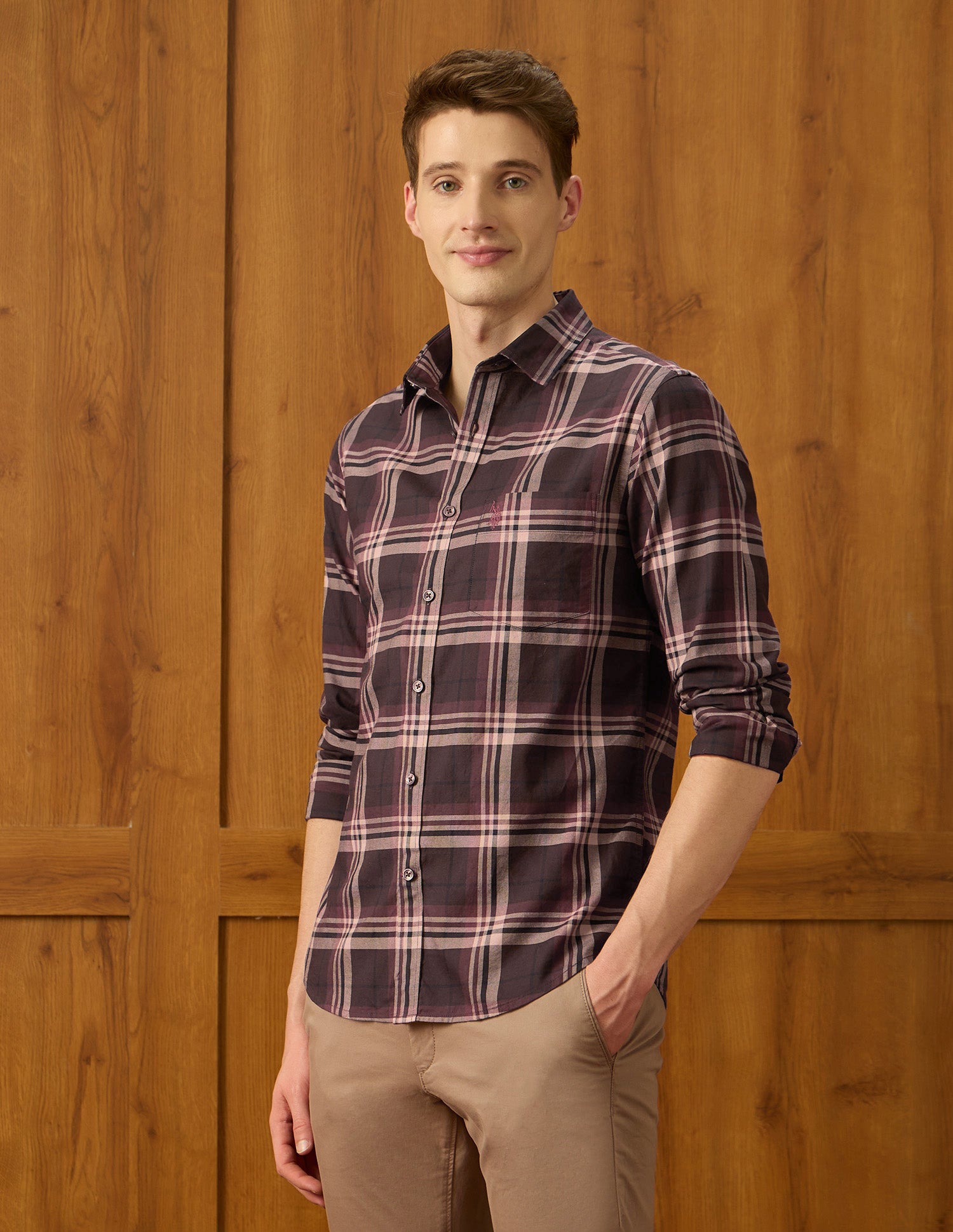 Elvenado Tartan Checked Shirt Burgundy - U.S. Polo Assn. India | Large