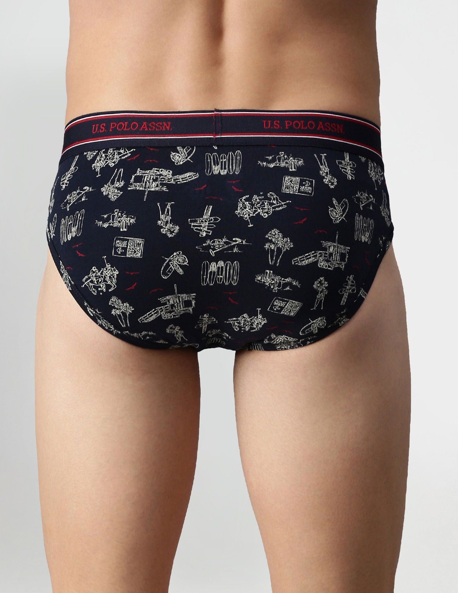 Elasticized Waist Cotton Spandex I615 Briefs - Pack Of 3 Navy and Grey - U.S. POLO ASSN. | Large