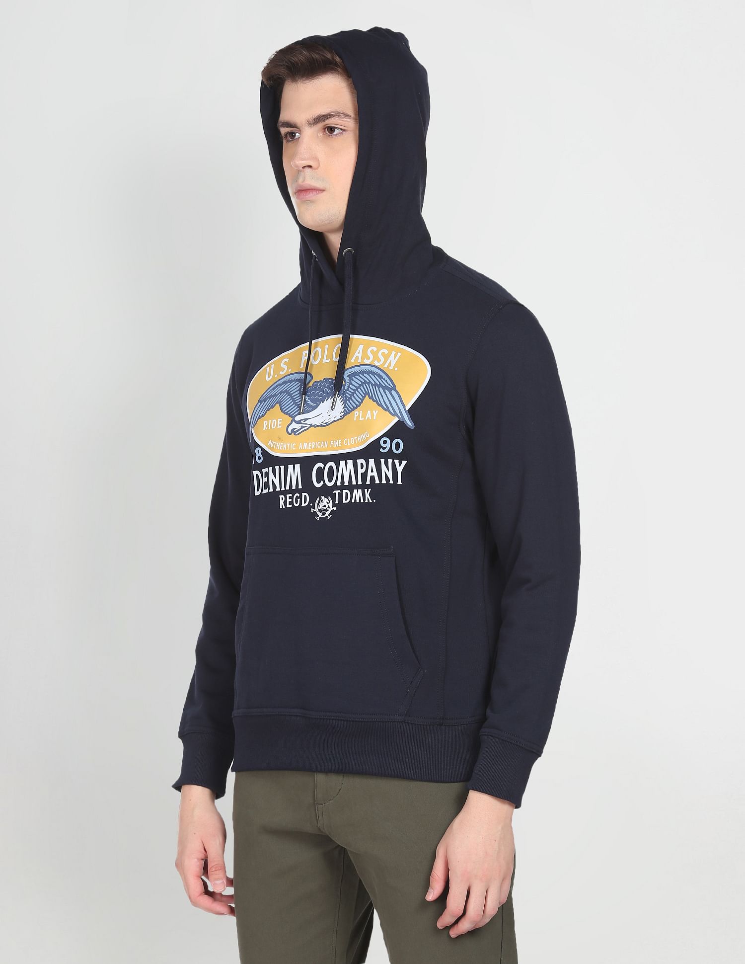 Hooded Graphic Print Sweatshirt Navy - U.S. Polo Assn. India | Large