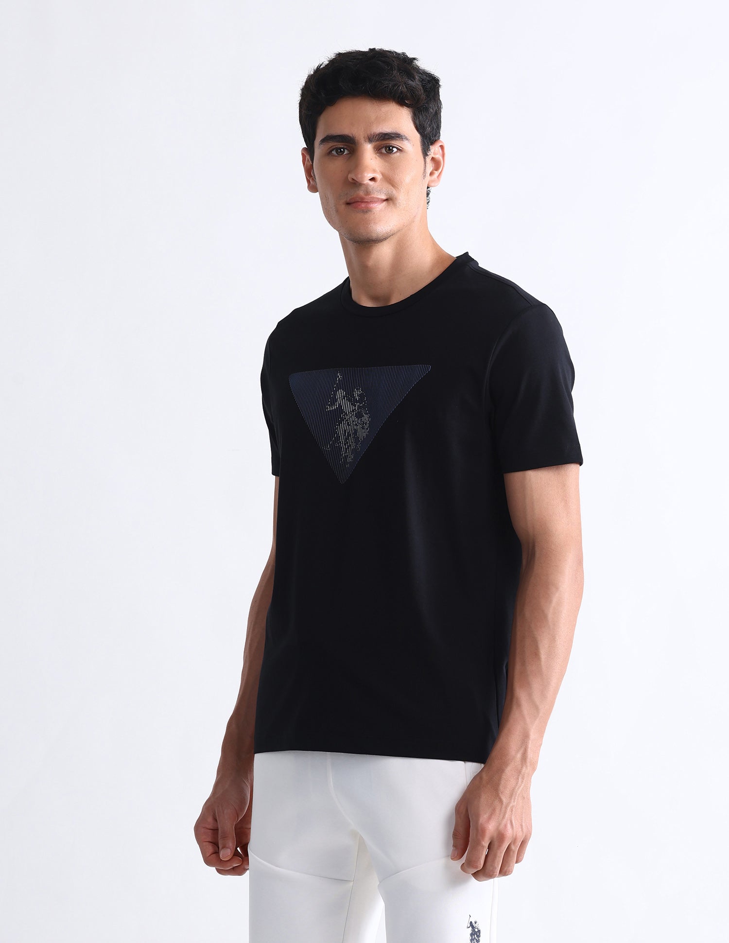 Brand Printed Slim Fit T-Shirt Black - U.S. Polo Assn. India | Large