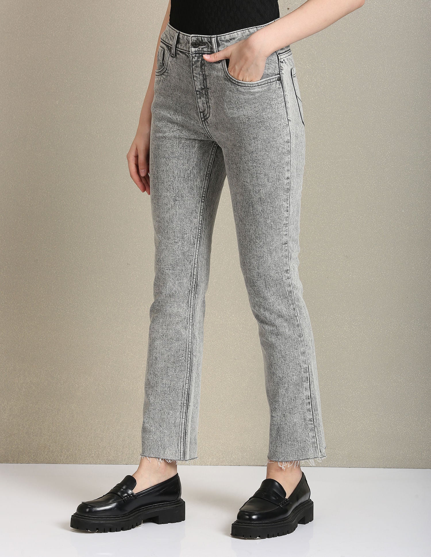Bootcut Fit Acid Wash Jeans Grey - U.S. Polo Assn. India | Large