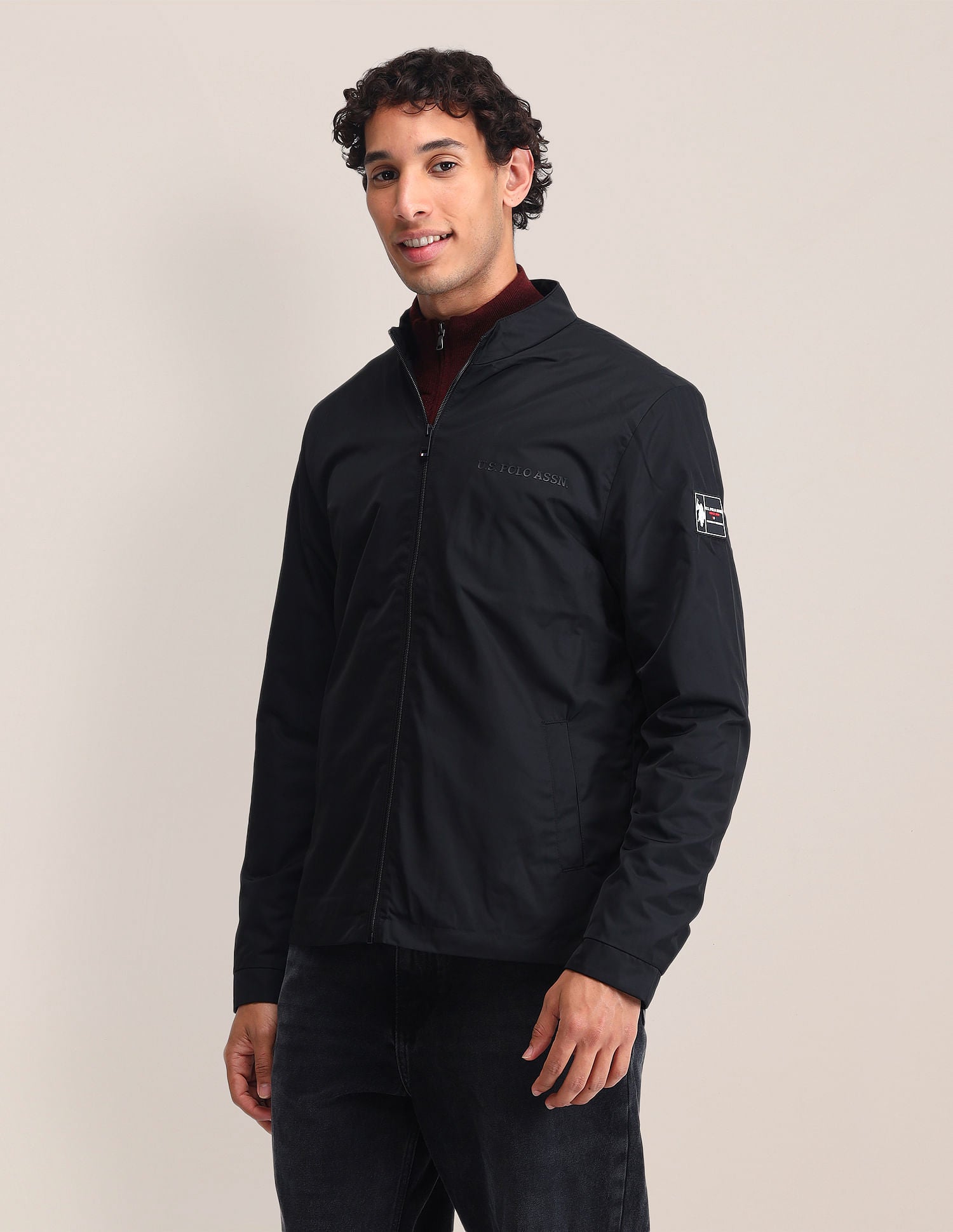 Regular Fit Solid Casual Jacket Black - U.S. POLO ASSN. | Large