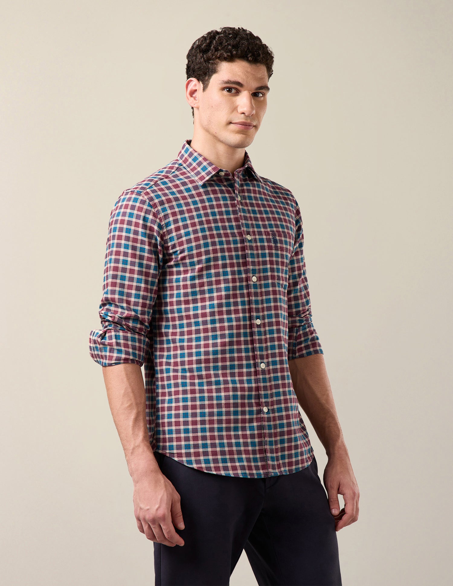 Twill Tailored Fit Shirt Teal - U.S. Polo Assn. India | Large