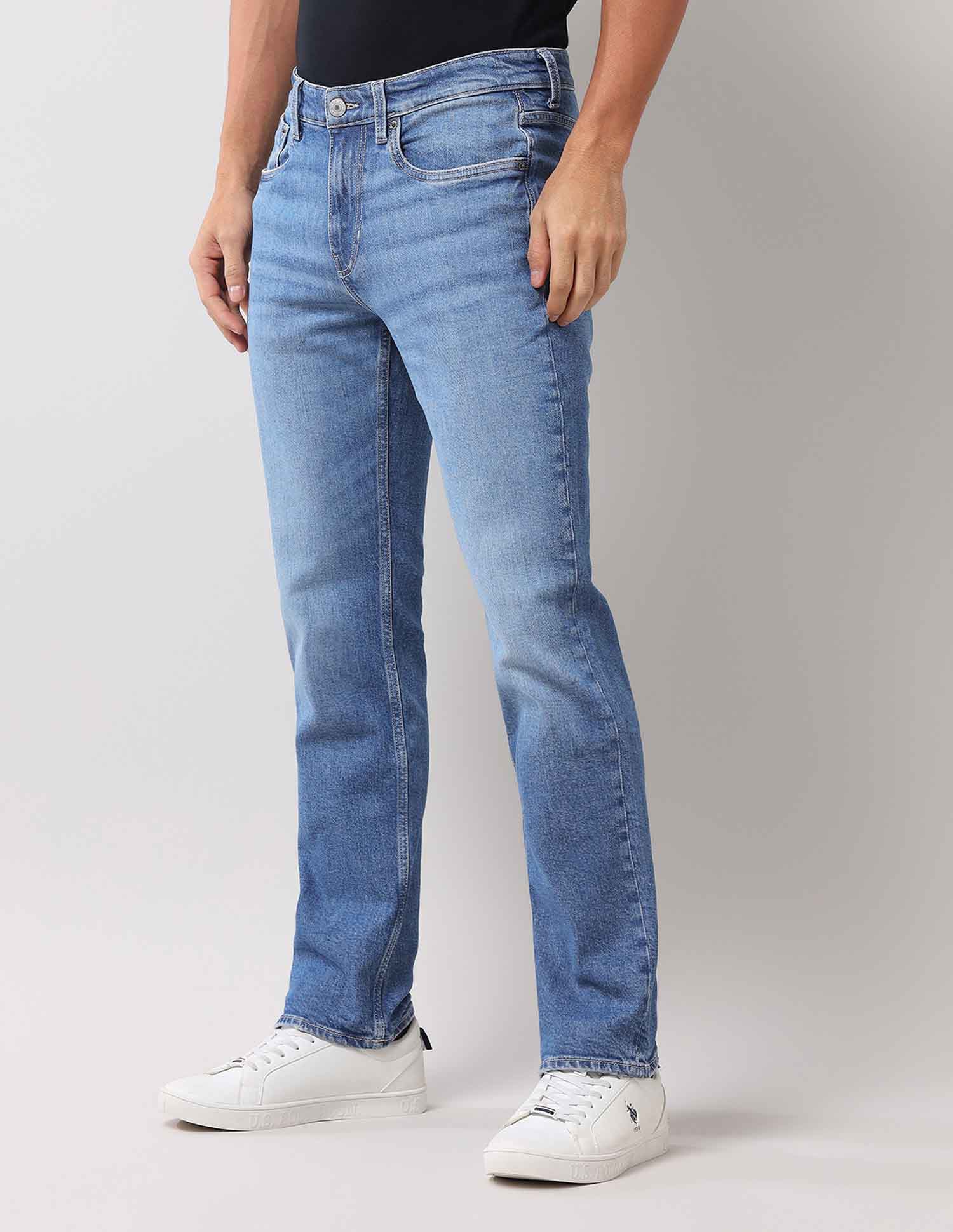 Harold Slim Straight Fit Blue Jeans Mid Wash - U.S. Polo Assn. India | Large