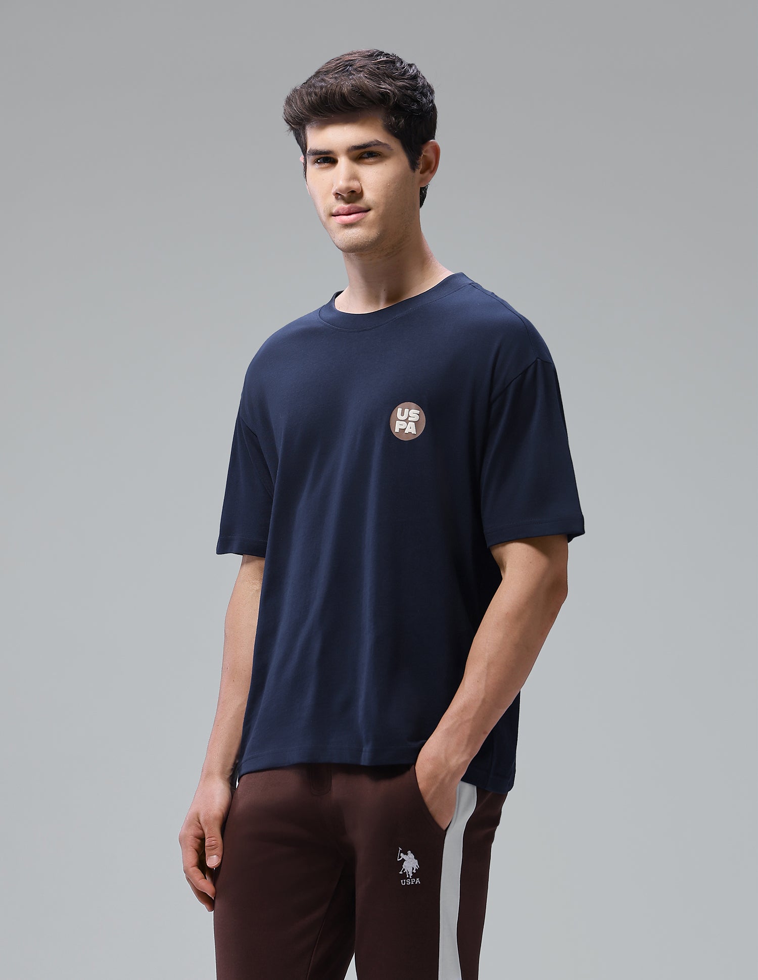 Graphic Printed Oversized Fit Loungewear T-Shirt Navy - U.S. Polo Assn. India | Large