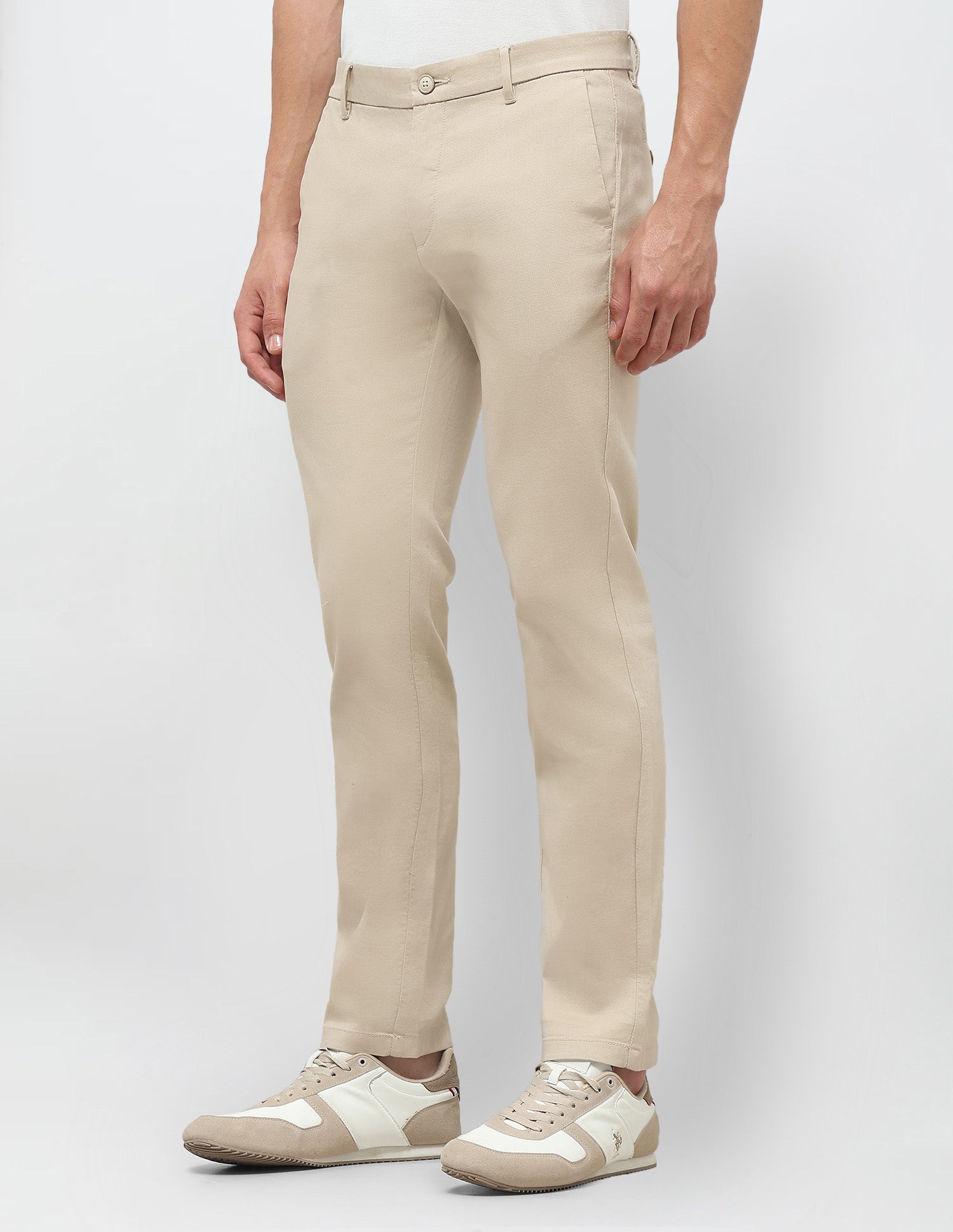 Dobby Weave Slim Fit Trousers Sand - U.S. Polo Assn. India | Large