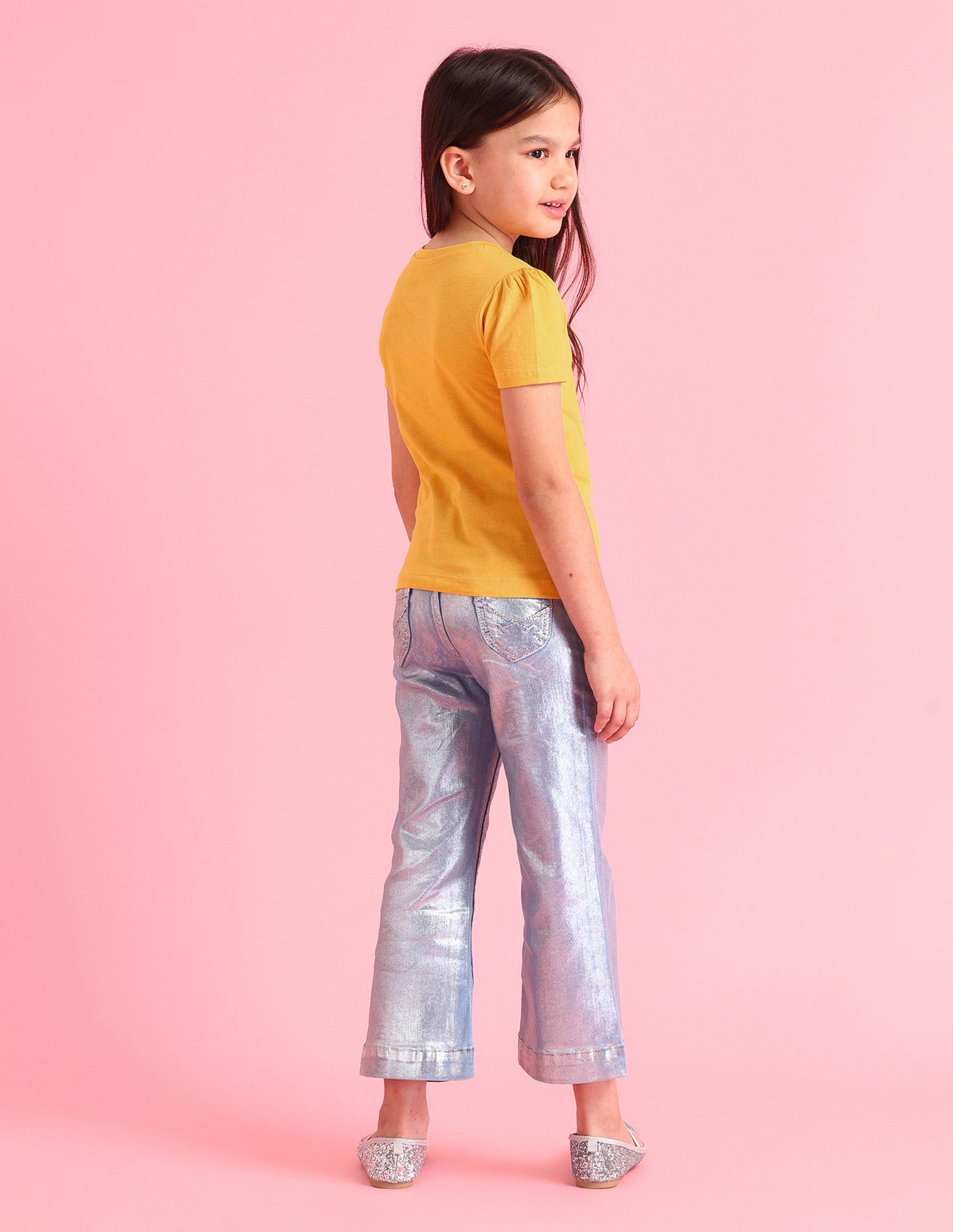 Girls Embellished Regular Fit T-Shirt Yellow - U.S. POLO ASSN. | Large