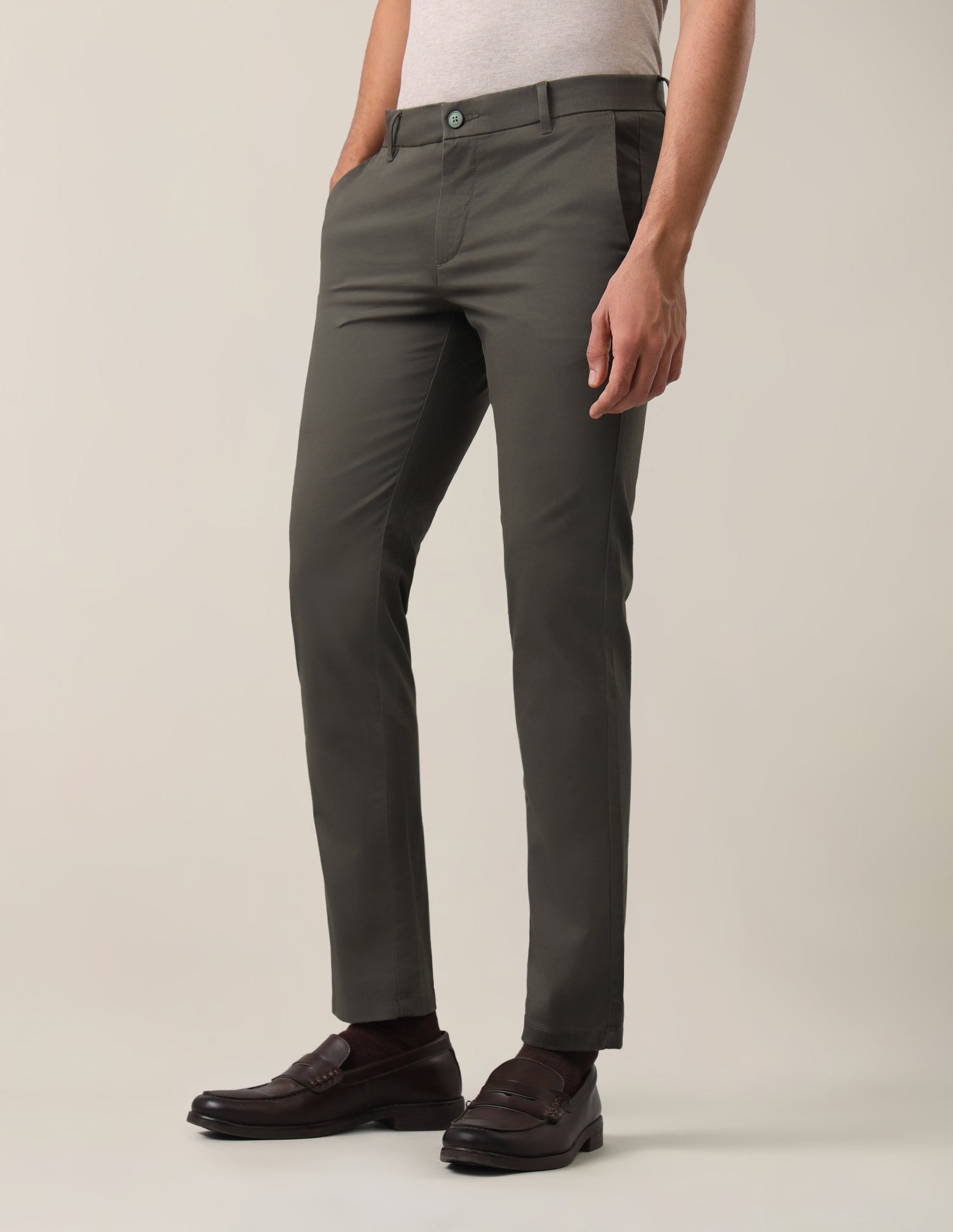 Twill Denver Slim Fit Trousers Dark Olive - U.S. Polo Assn. India | Large