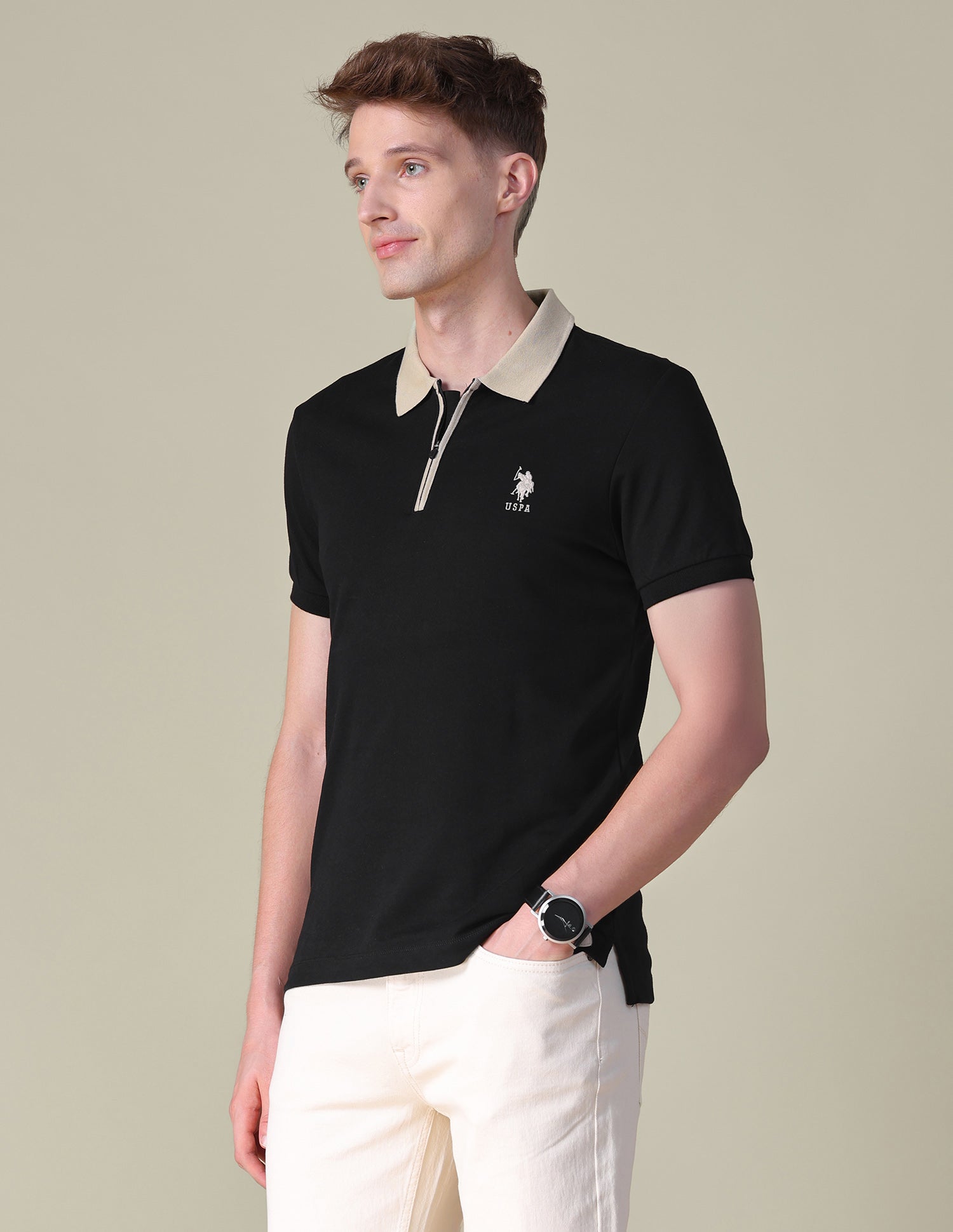 Solid Slim Fit Polo Shirt Black - U.S. POLO ASSN. | Large