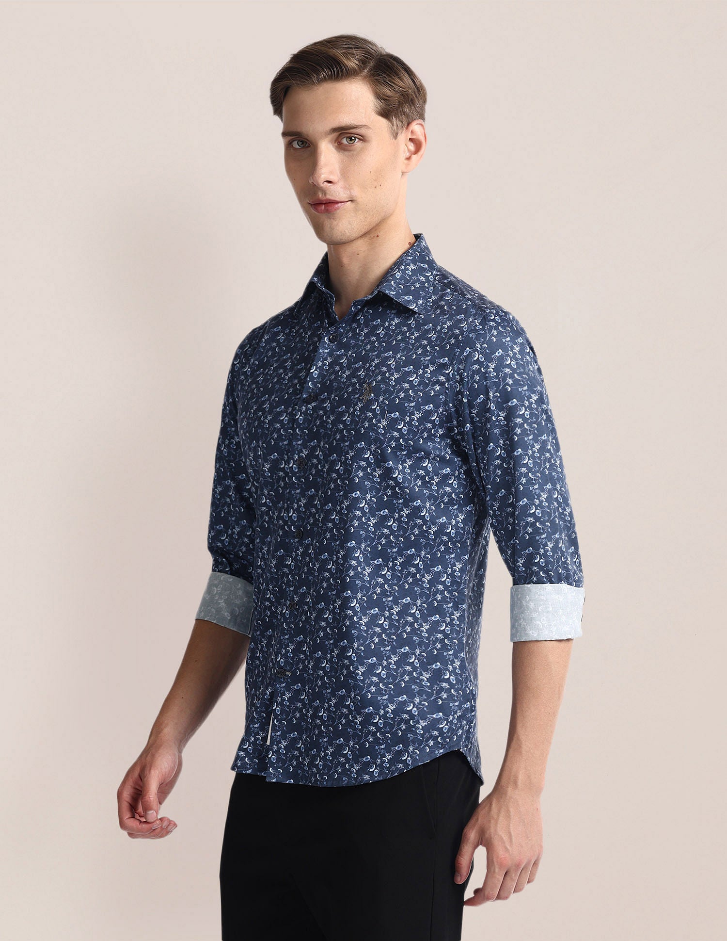 Floral Print Tailored Fit Shirt Navy - U.S. POLO ASSN. | Large