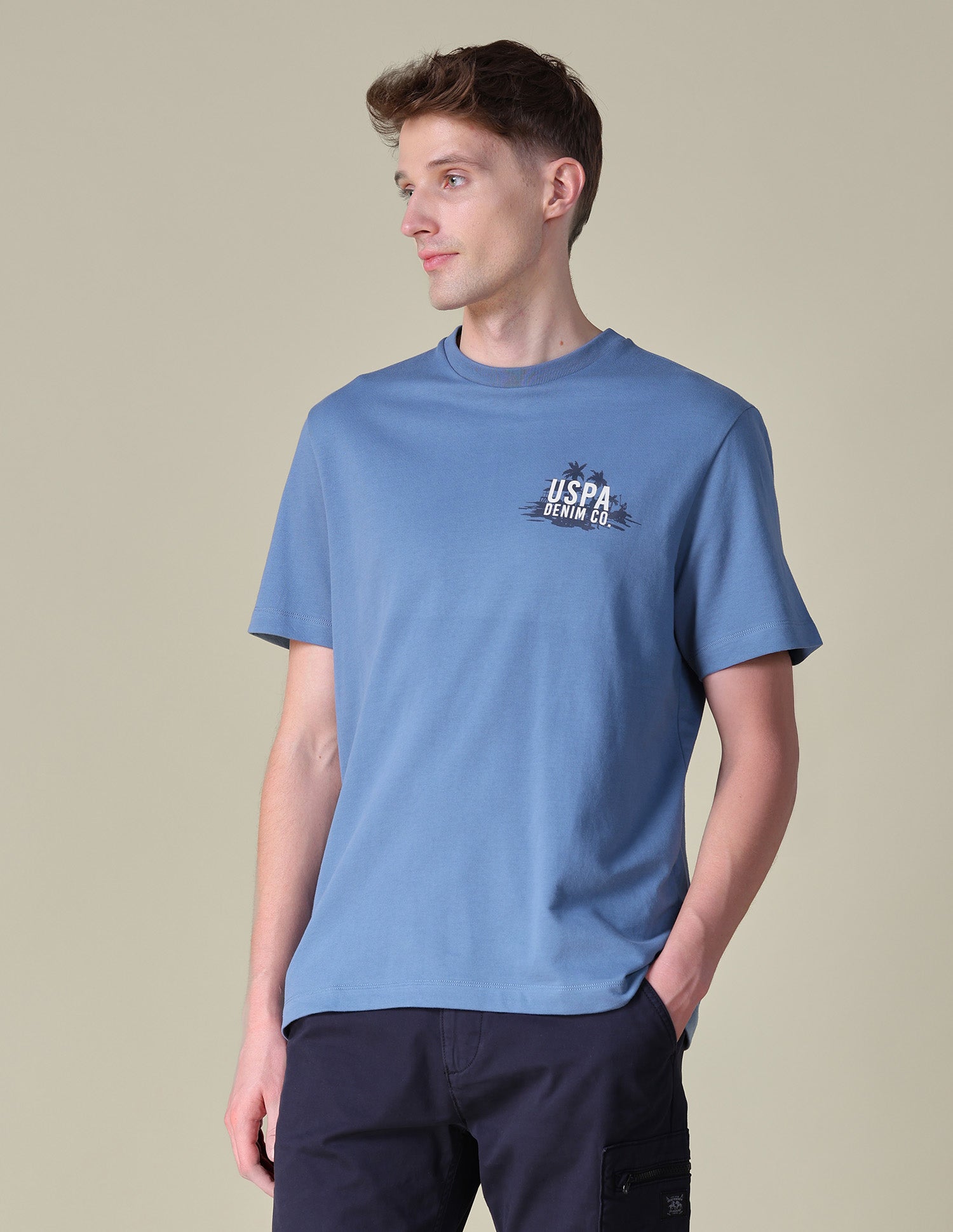 Graphic Brand Printed Relaxed Fit T-Shirt Blue - U.S. POLO ASSN. | Large