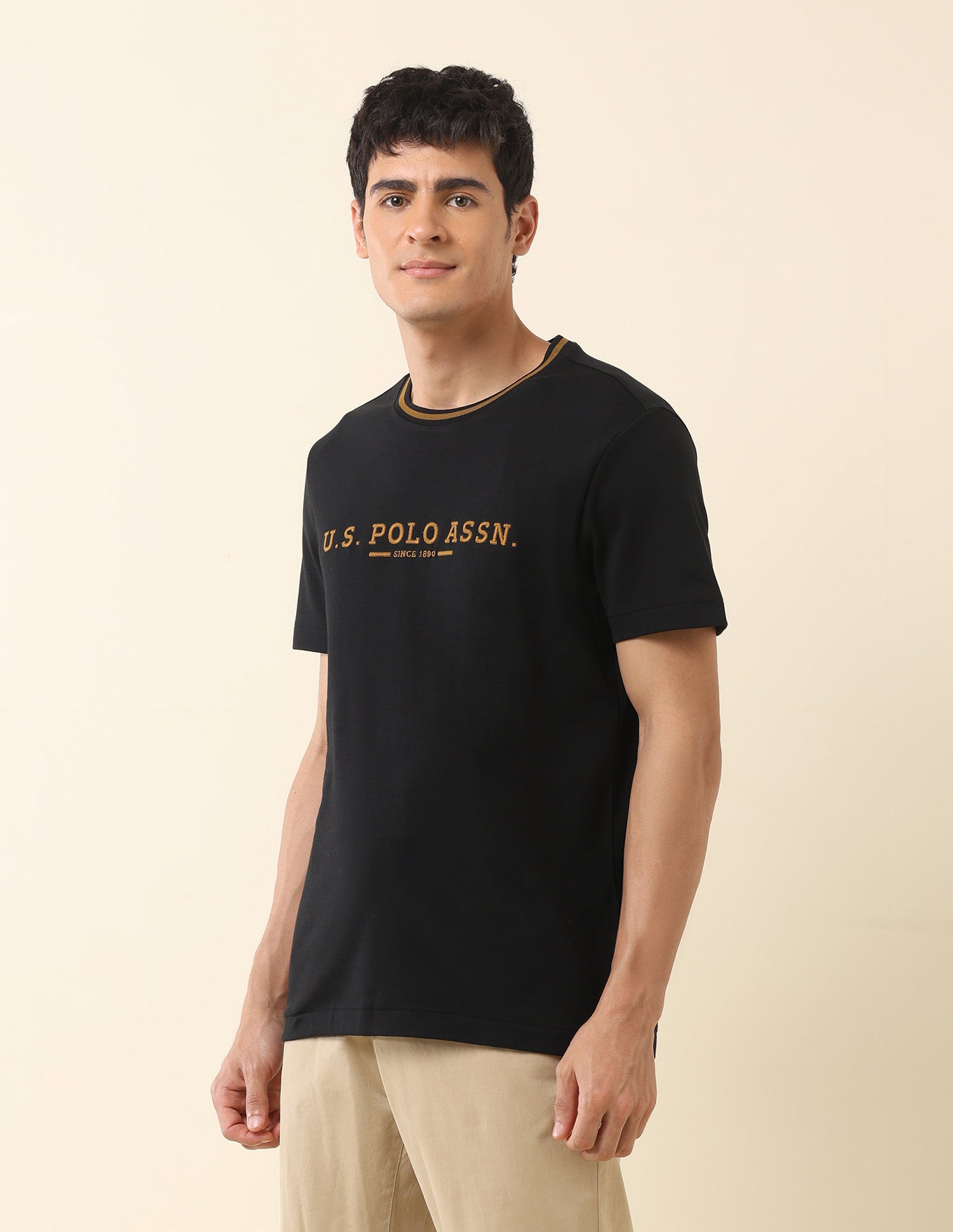 Brand Embroidered Modern Monochrome T-Shirt Black - U.S. Polo Assn. India | Large