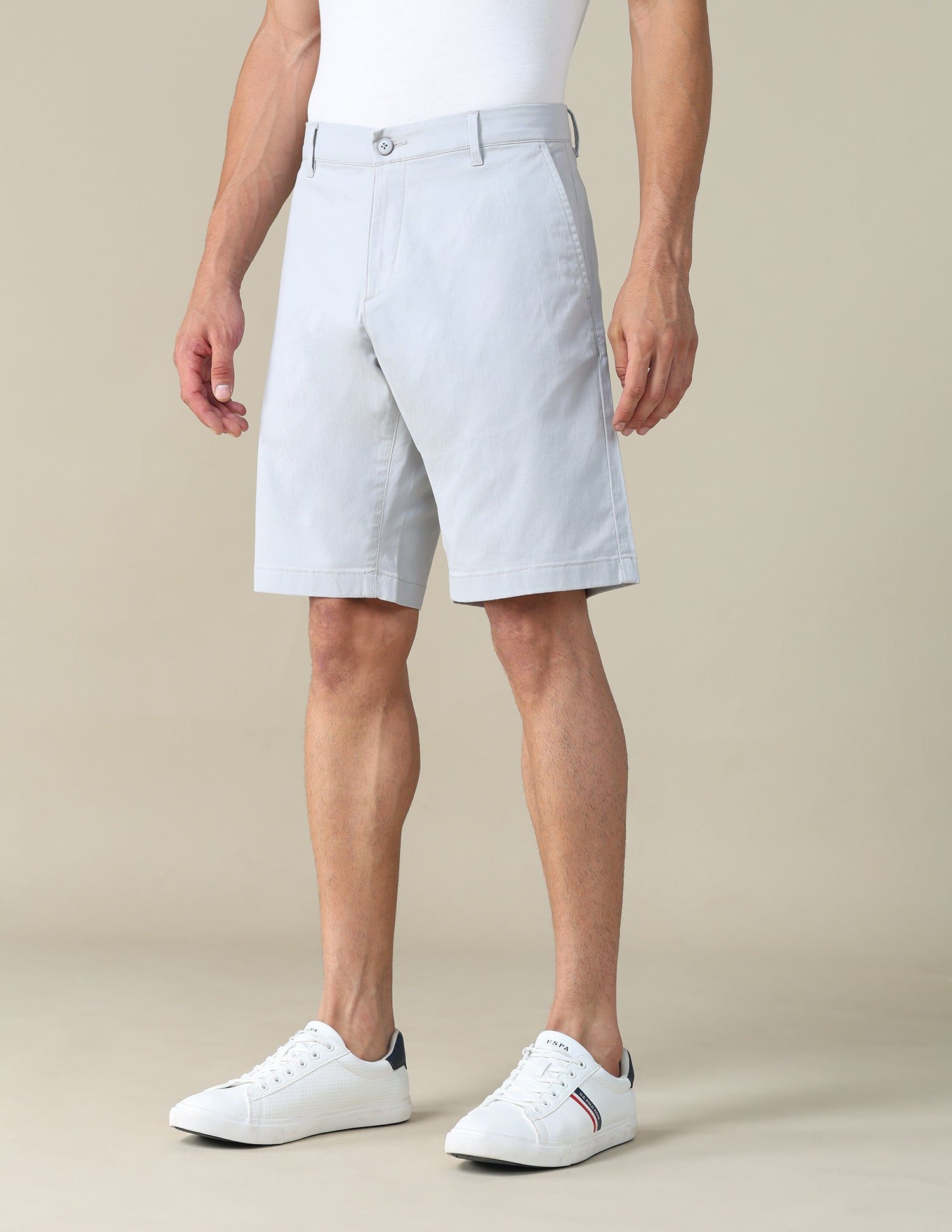 Solid Slim Fit Shorts Light Grey - U.S. POLO ASSN. | Large