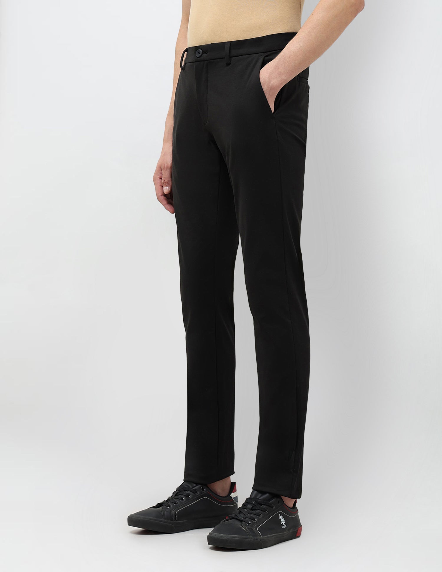 Satin Slim Fit Trousers Black - U.S. Polo Assn. India | Large