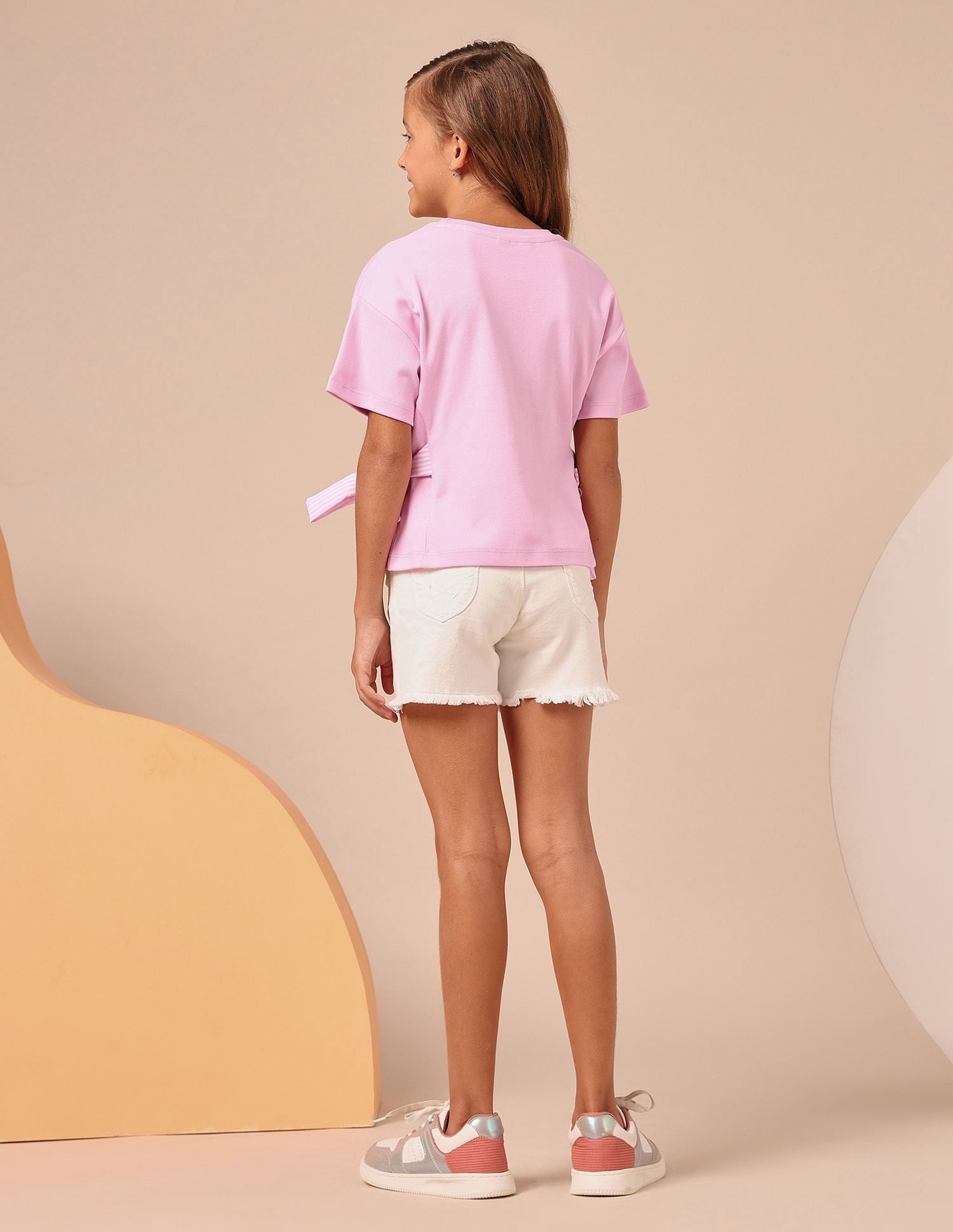 Girls Tie-up Bow Brand Printed T-Shirt Light Pink - U.S. POLO ASSN. | Large