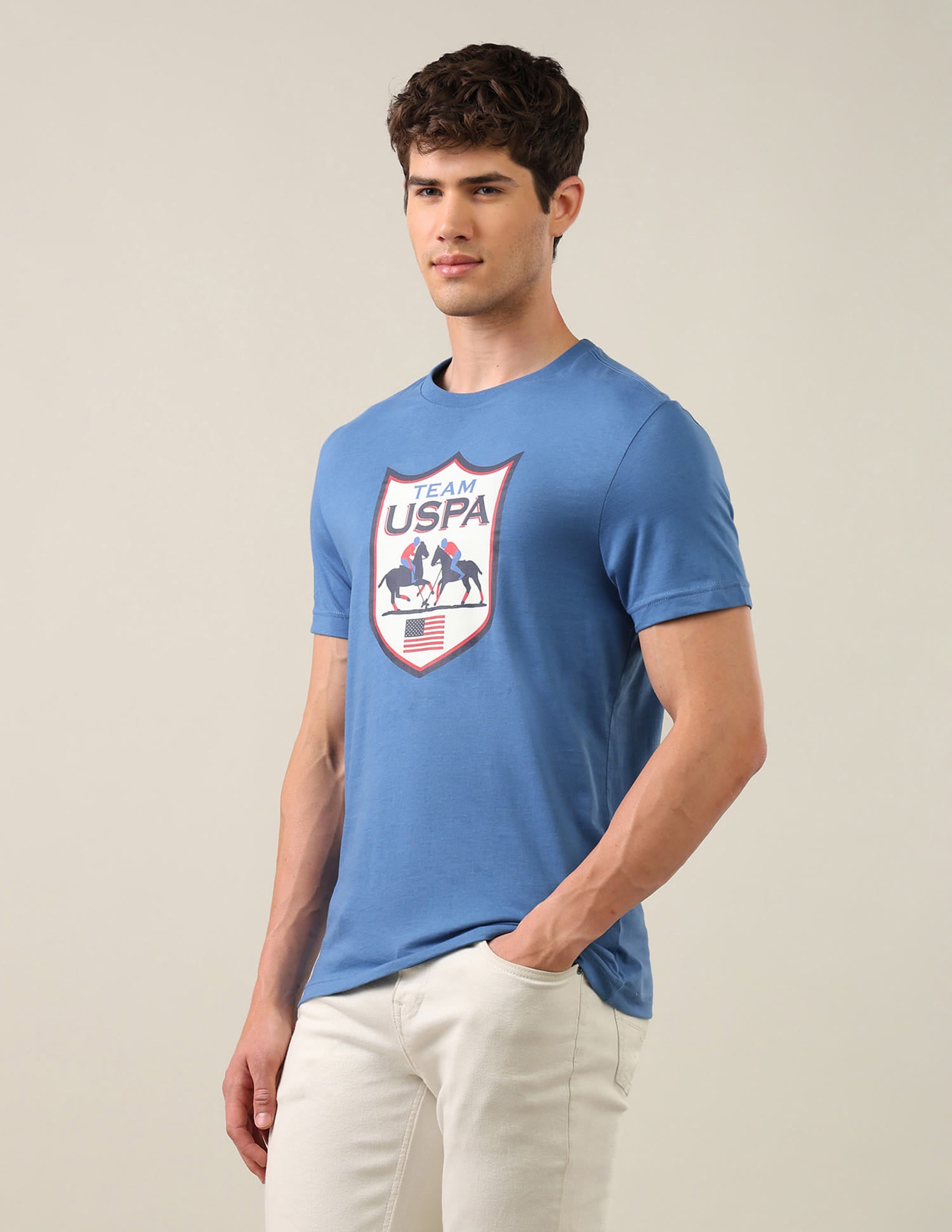 Graphic Brand Printed Regular Fit T-Shirt Blue - U.S. Polo Assn. India | Large