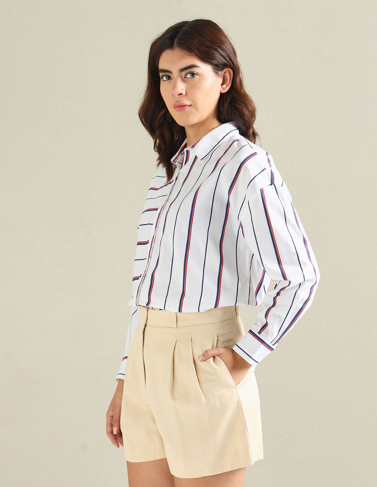 Rear Logo Multi Stripe Shirt White, Red and Blue - U.S. POLO ASSN. | Large