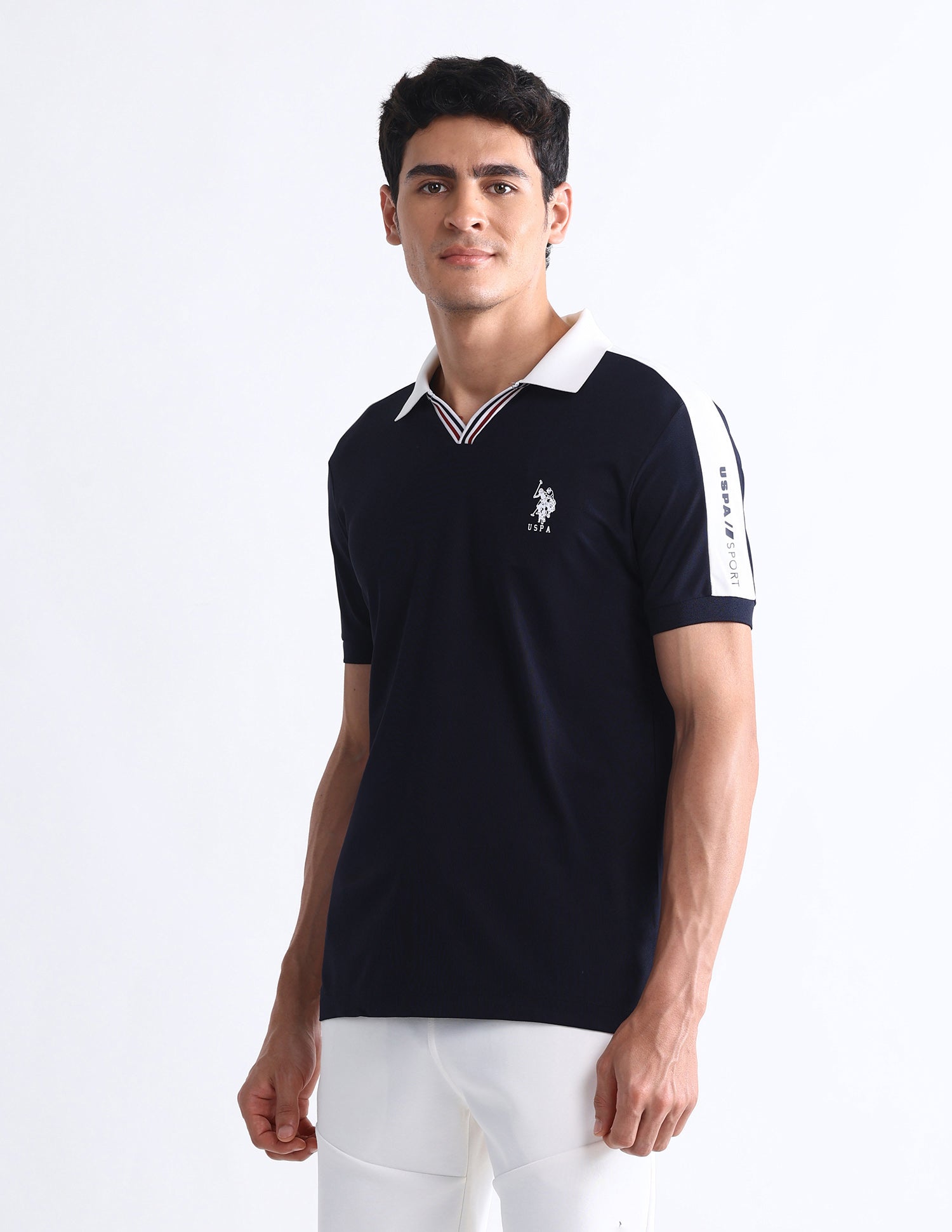 Solid Slim Fit Polo Shirt Navy - U.S. Polo Assn. India | Large