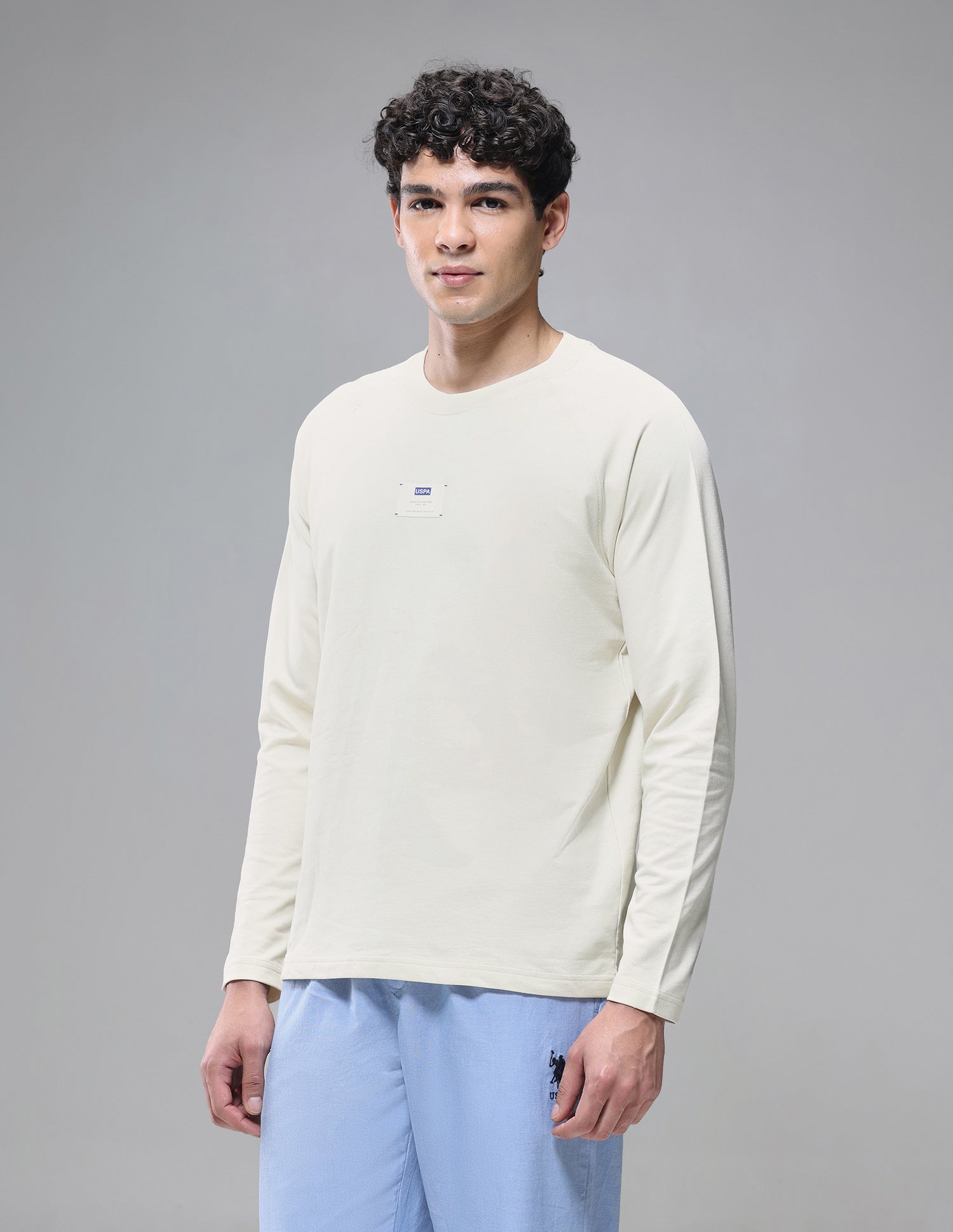 Raglan Full Sleeve Loopknit Lounge T-Shirt Bone White - U.S. Polo Assn. India | Large