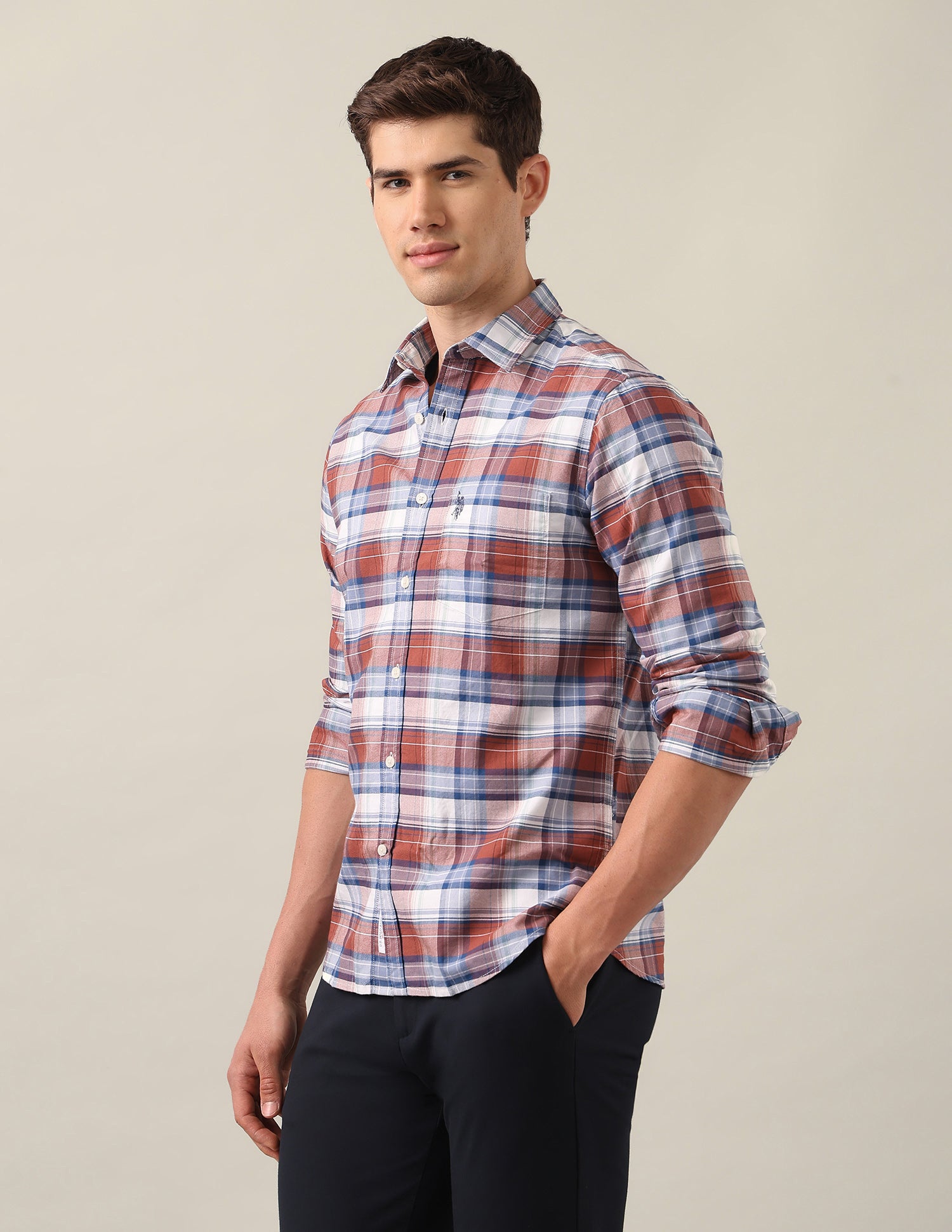 Tartan Checked Oxford Shirt Rust - U.S. Polo Assn. India | Large