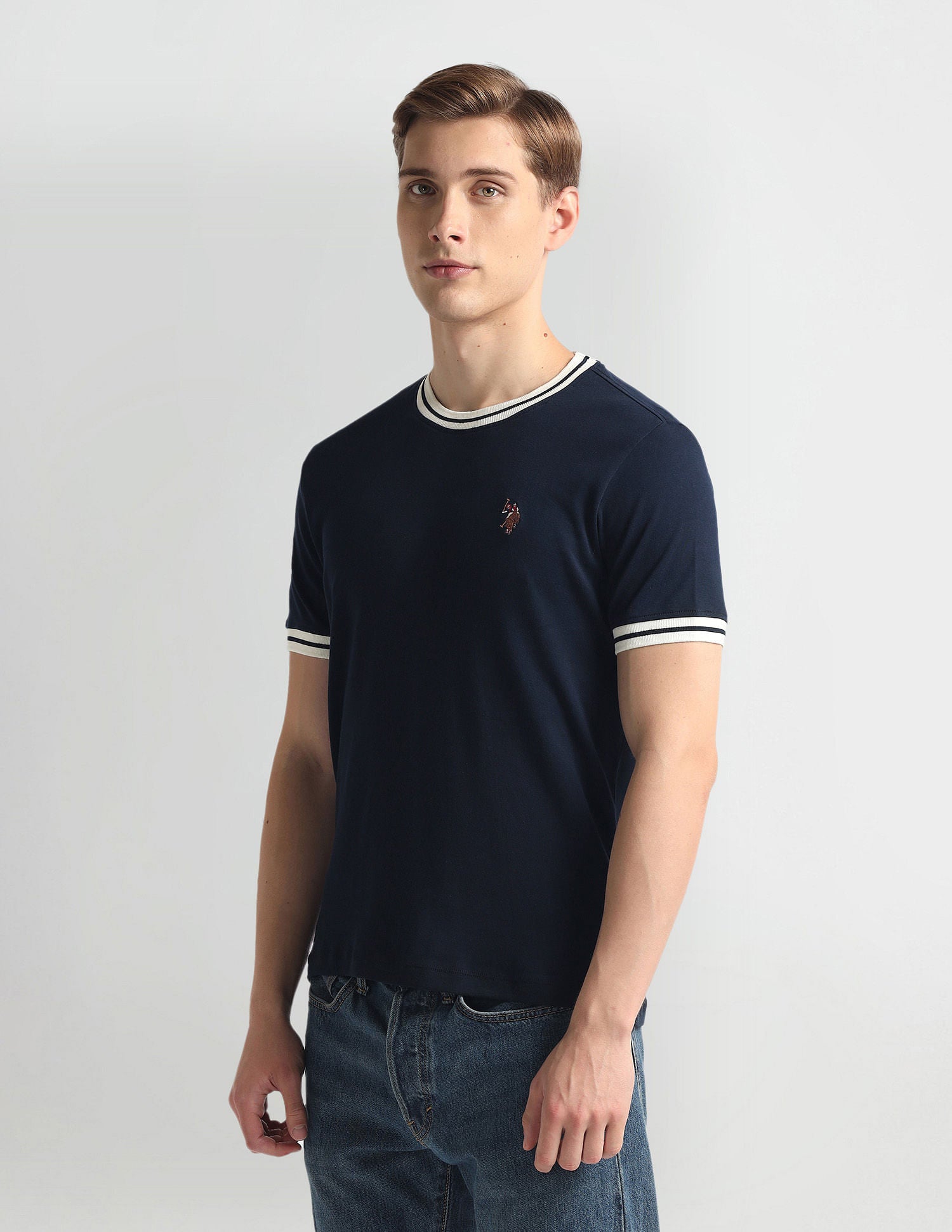 Crew Neck Solid T-Shirt Navy - U.S. Polo Assn. India | Large