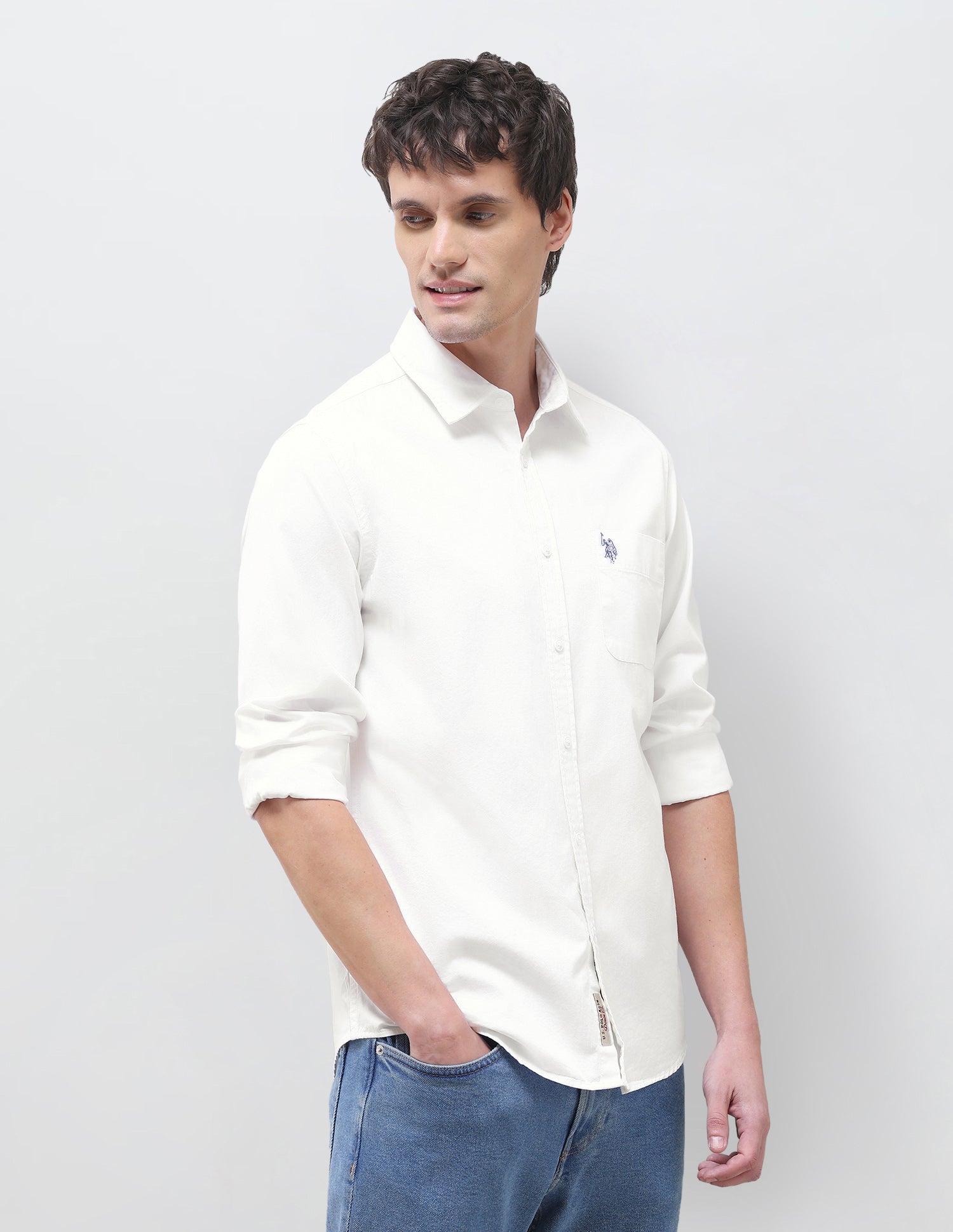 Textured Regular Fit Shirt White - U.S. Polo Assn. India | Large