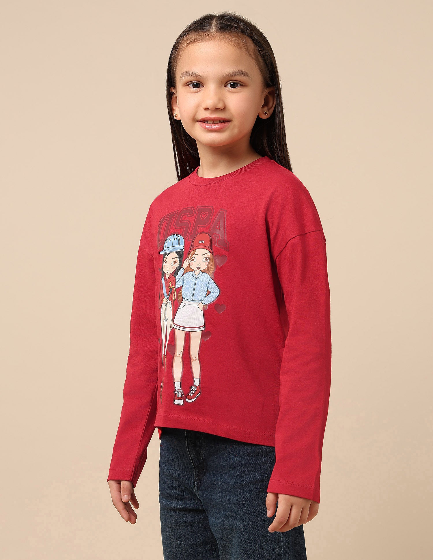 Girls Graphic Brand Printed Top Red - U.S. POLO ASSN. | Large