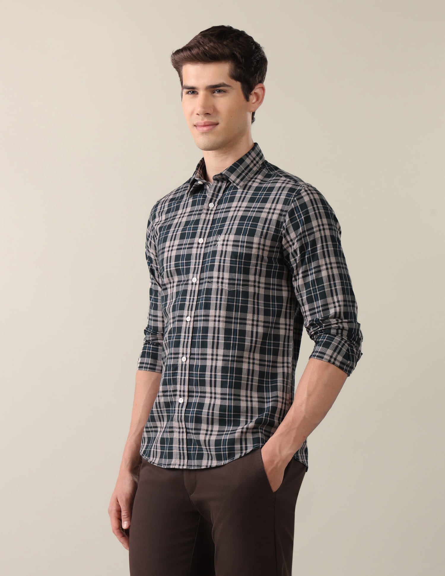 Twill Plaid Checked Shirt Green - U.S. Polo Assn. India | Large