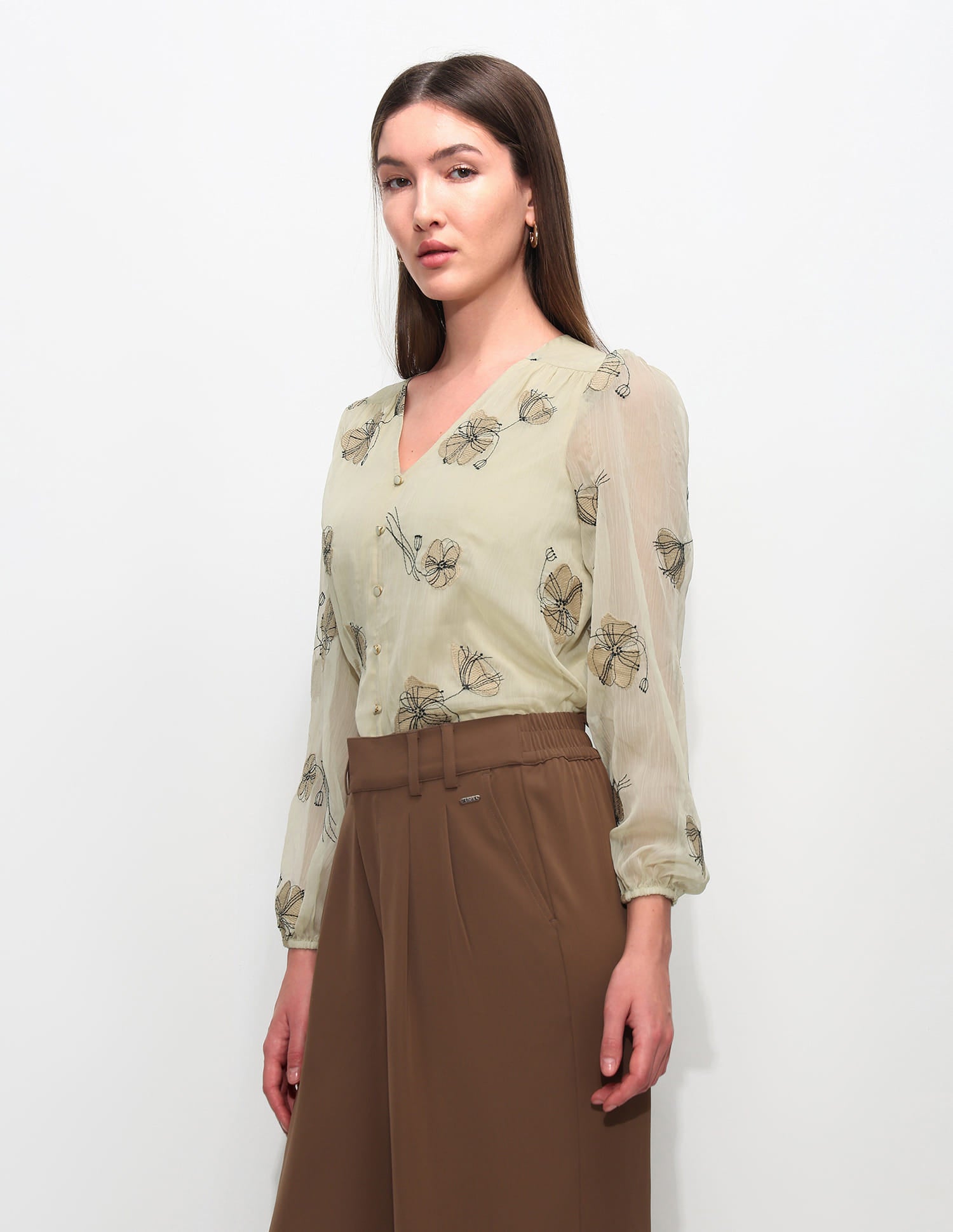 Relaxed Fit Floral Printed Top Ecru - U.S. Polo Assn. India | Large