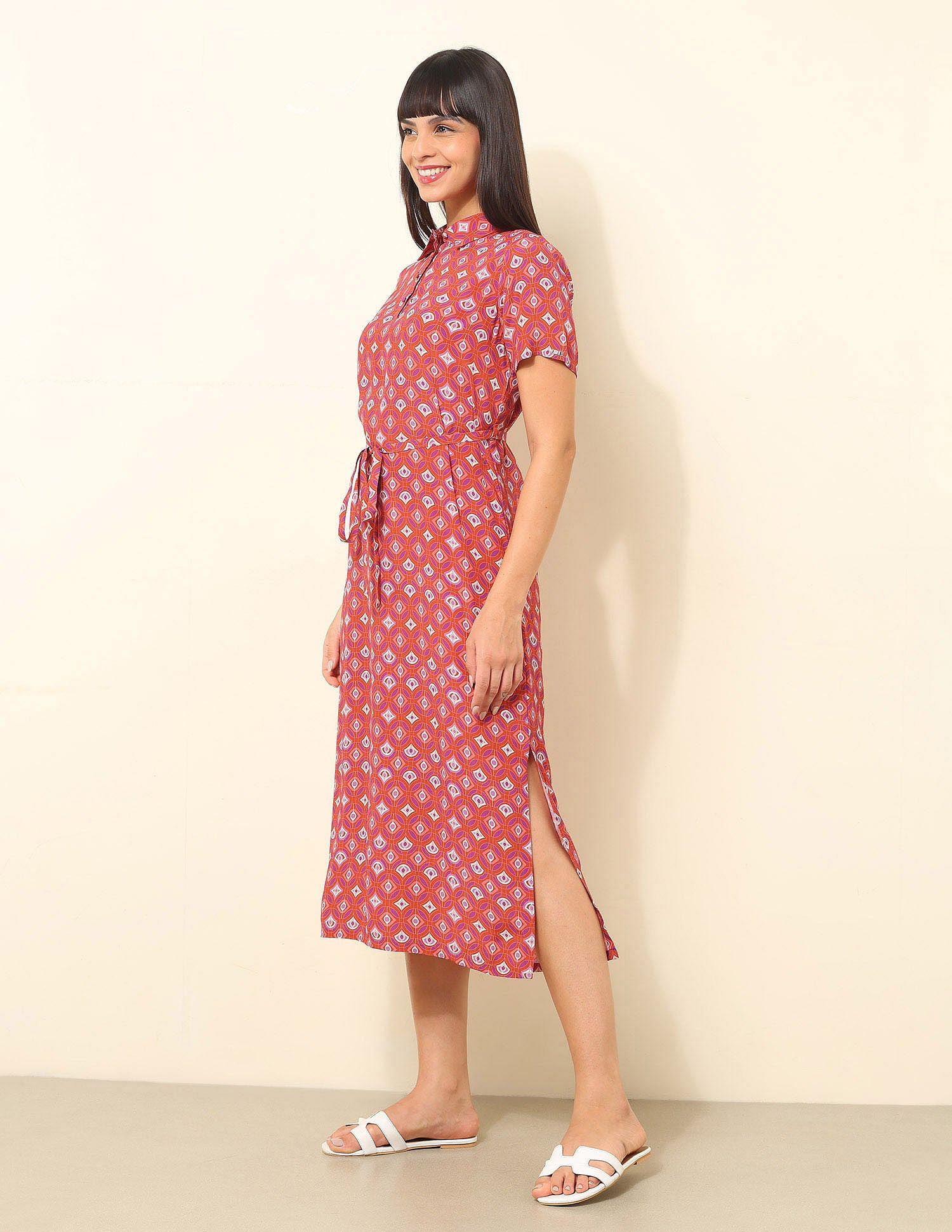 Geometric Printed Shirt Dress Multicolour - U.S. Polo Assn. India | Large