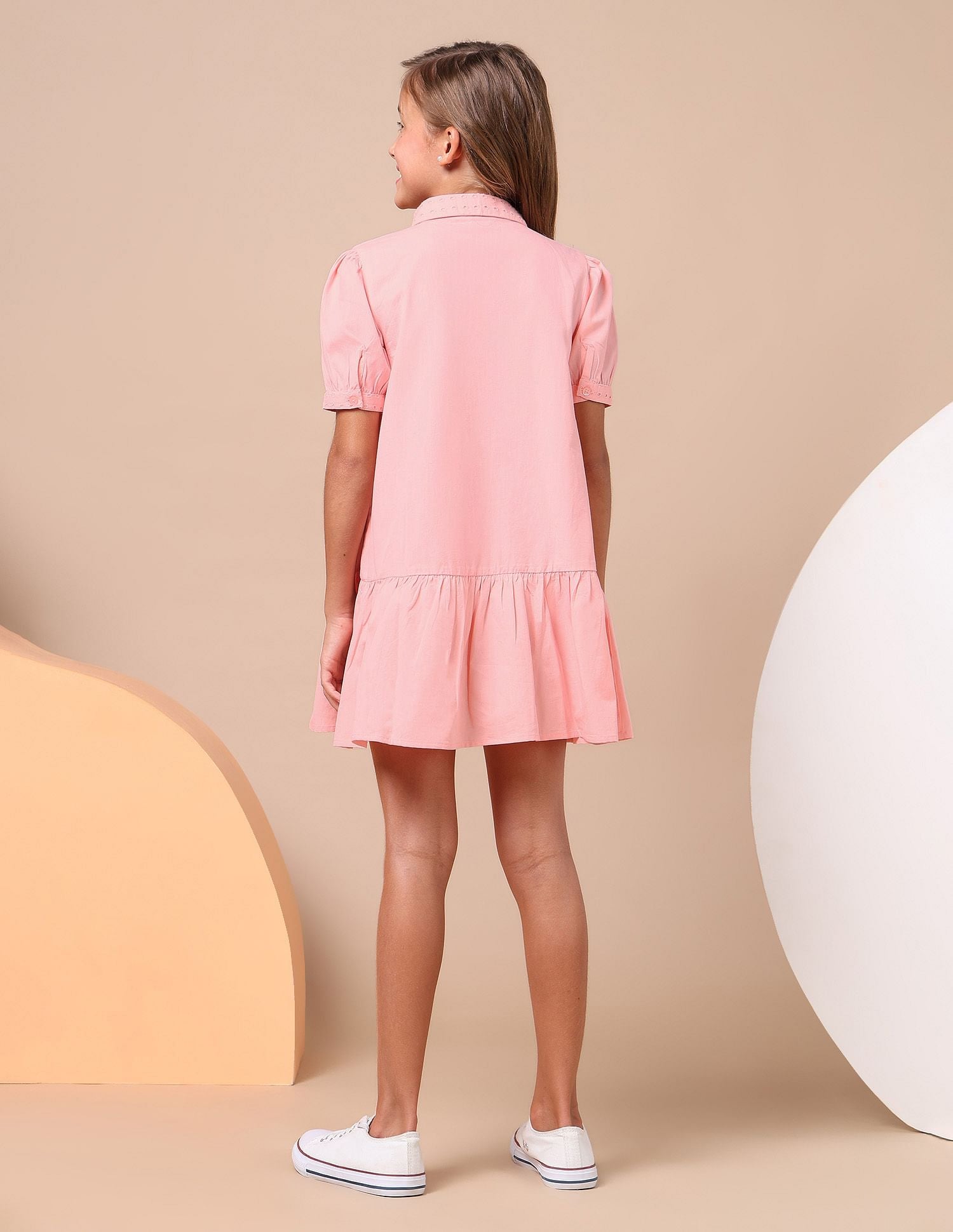 Girls Schiffli A-Line Mini Dress Light Pink - U.S. POLO ASSN. | Large