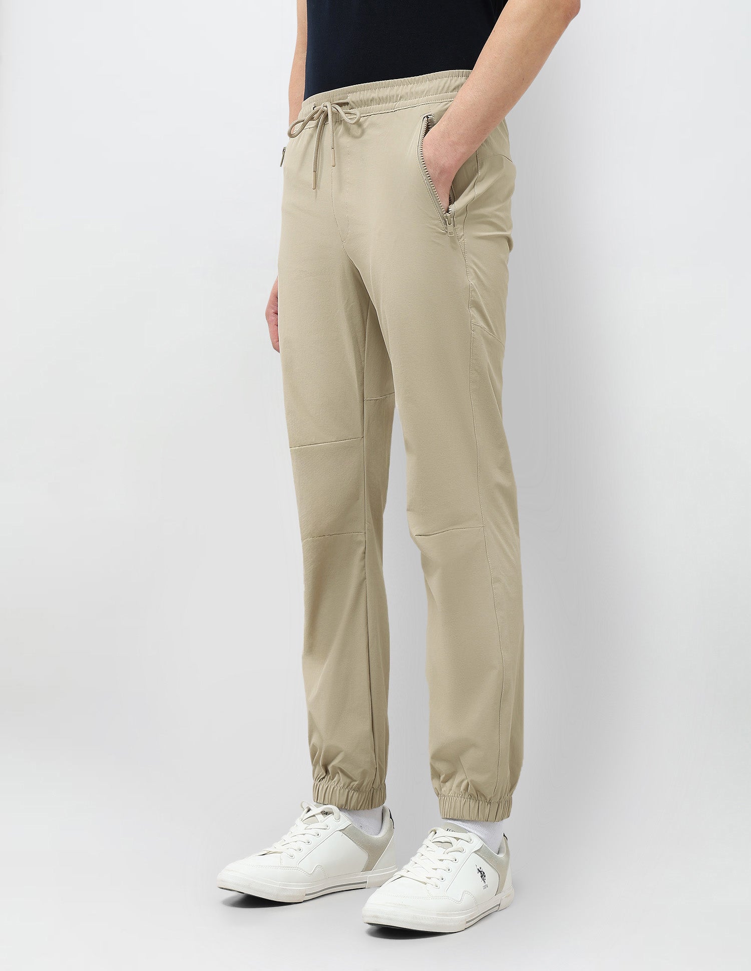 Straight Fit Mid Rise Joggers Beige - U.S. Polo Assn. India | Large