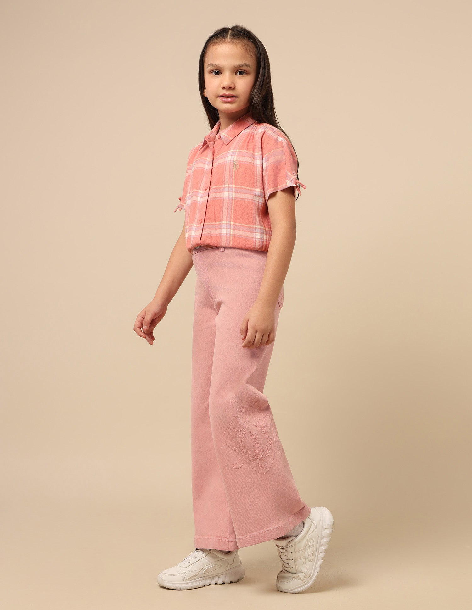 Girls Wide Leg Fit High Rise Jeans Brandy - U.S. POLO ASSN. | Large