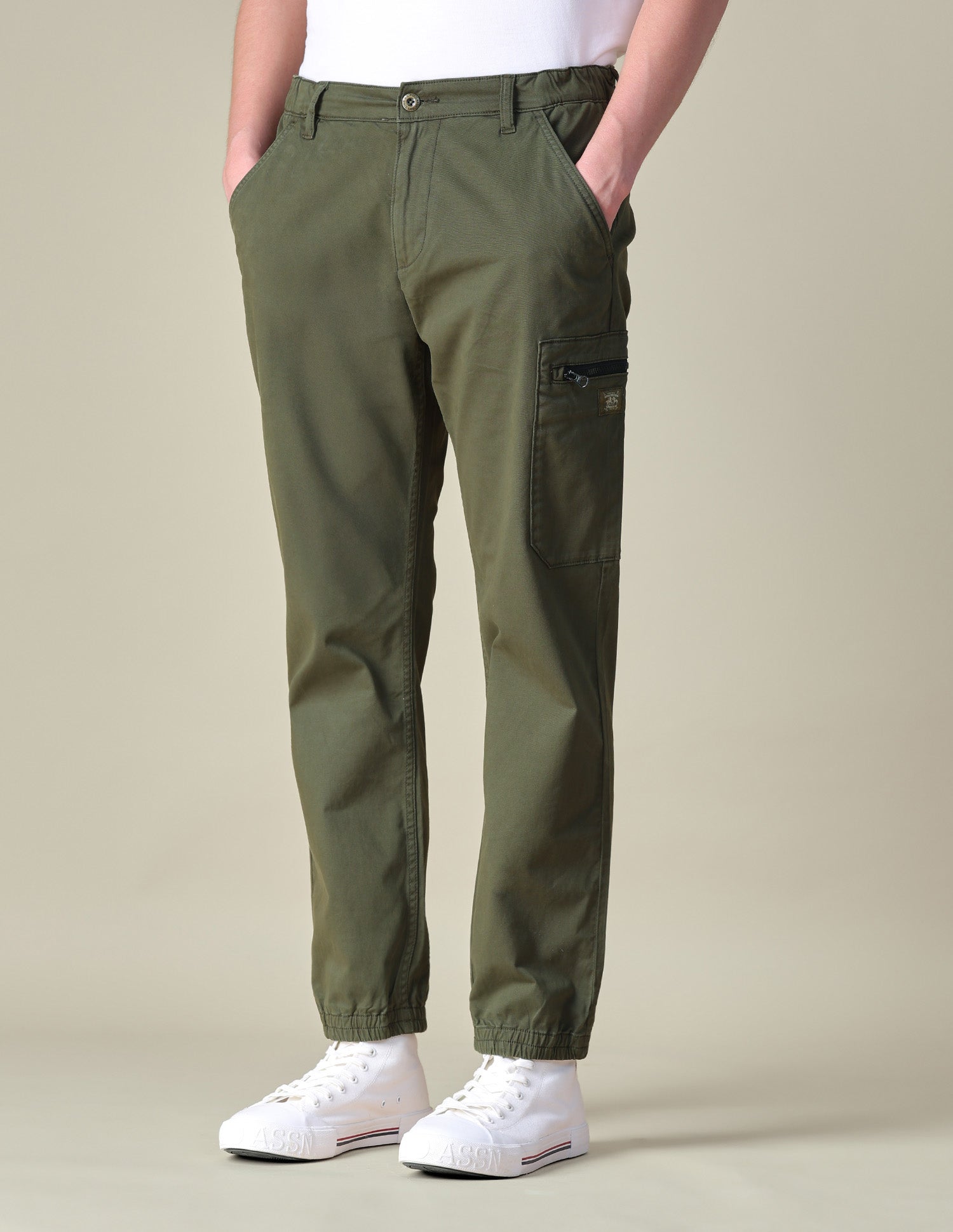 Solid Regular Fit Cargos Olive - U.S. POLO ASSN. | Large