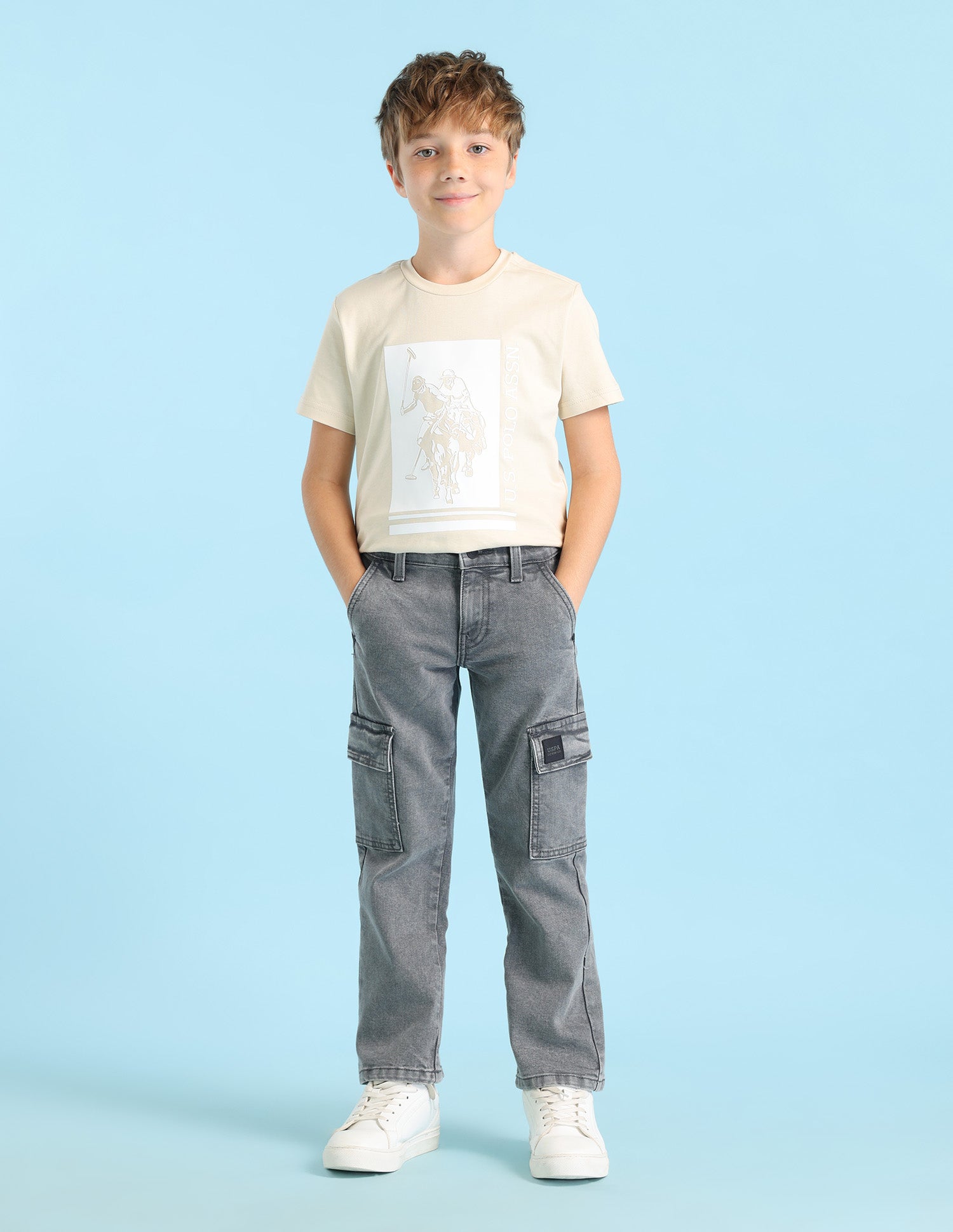 Boys Regular Fit Cargo Jeans Grey - U.S. POLO ASSN. | Large