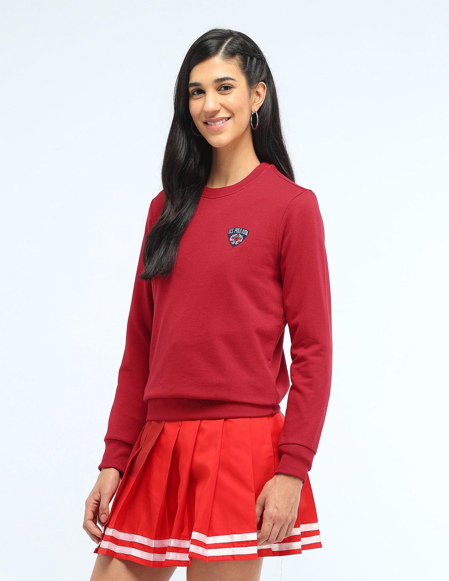 Solid Regular Fit Sweatshirt Red - U.S. Polo Assn. India | Large