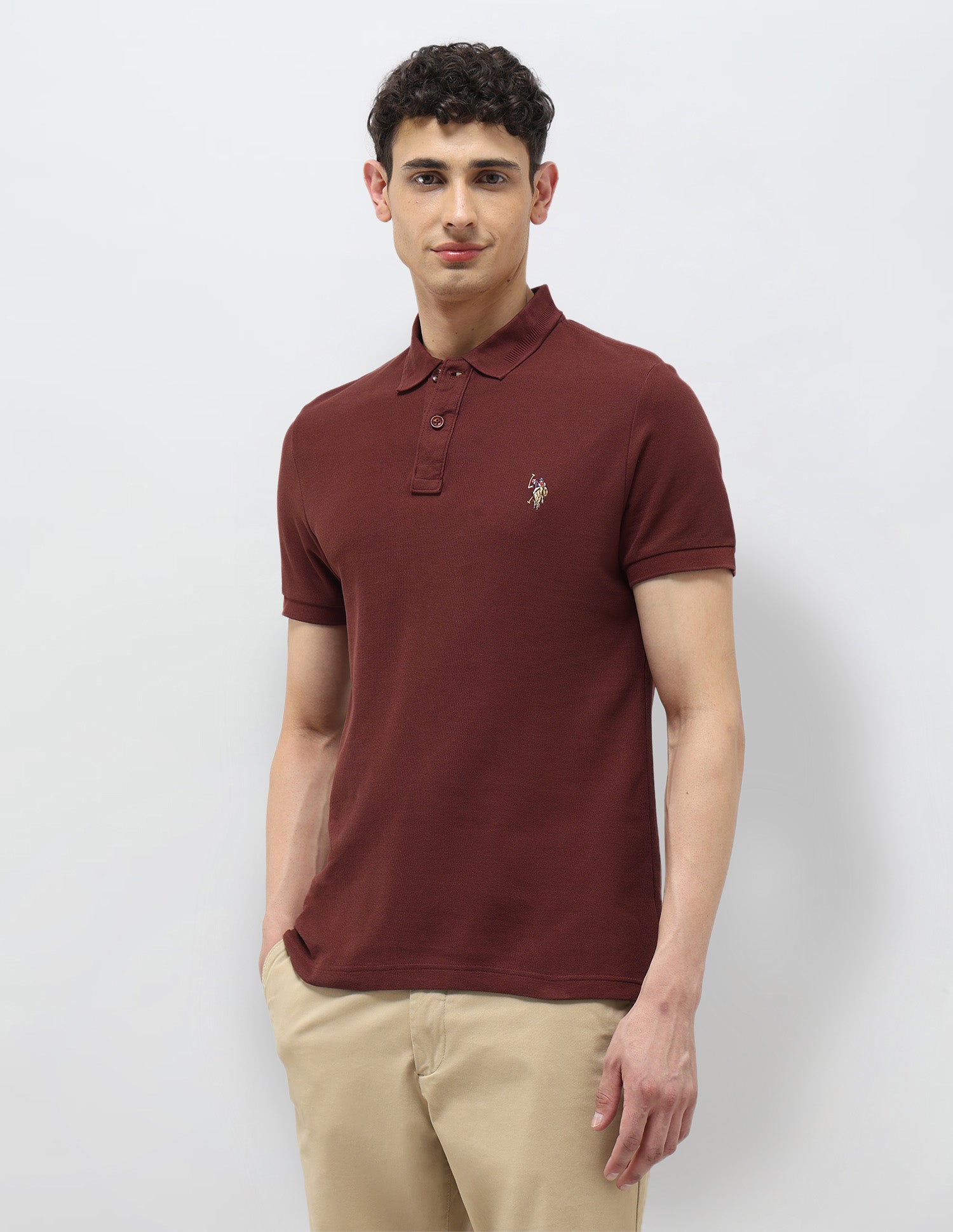Pure Cotton Muscle Fit Polo Shirt Rust - U.S. POLO ASSN. | Large