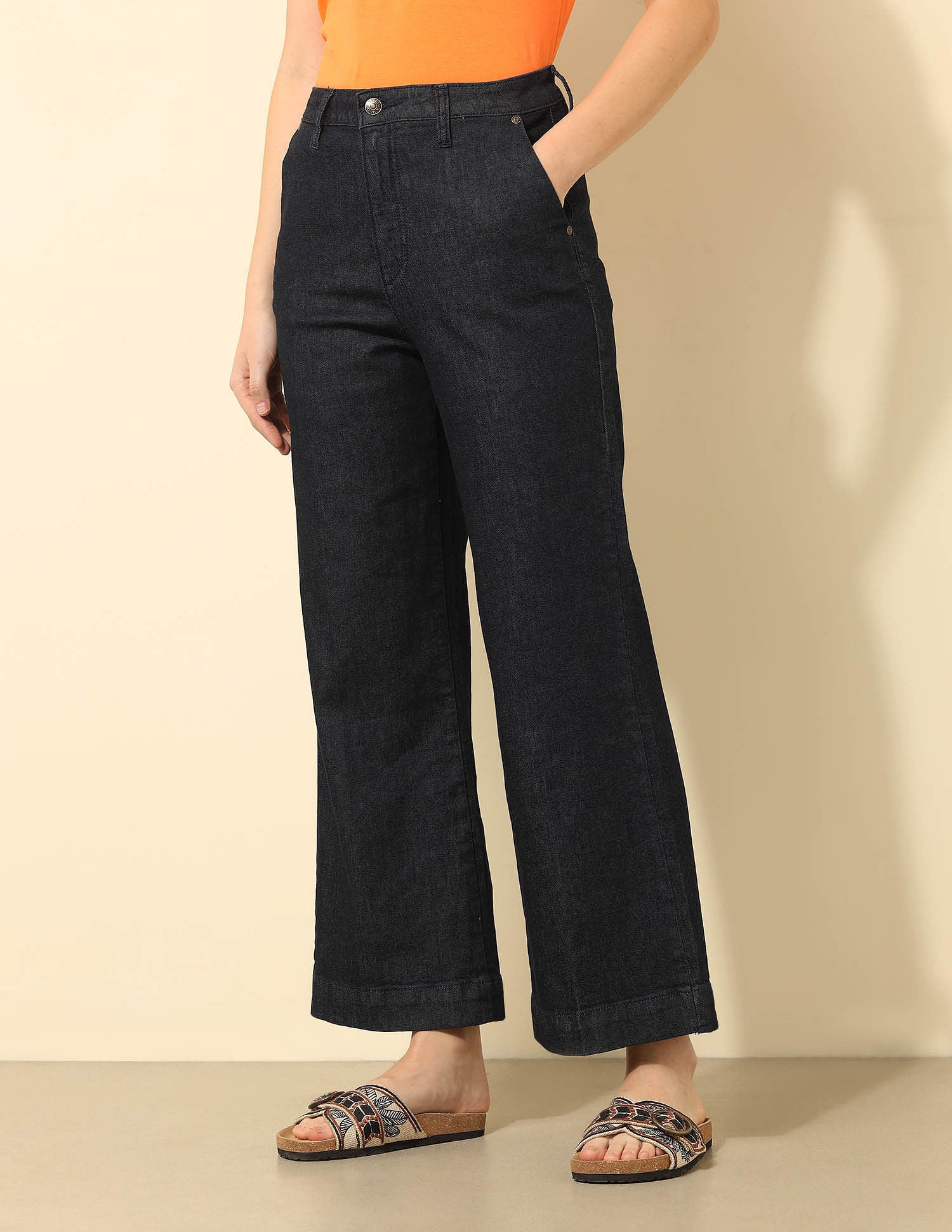 High Rise Wide Leg Jeans Dark Blue - U.S. Polo Assn. India | Large