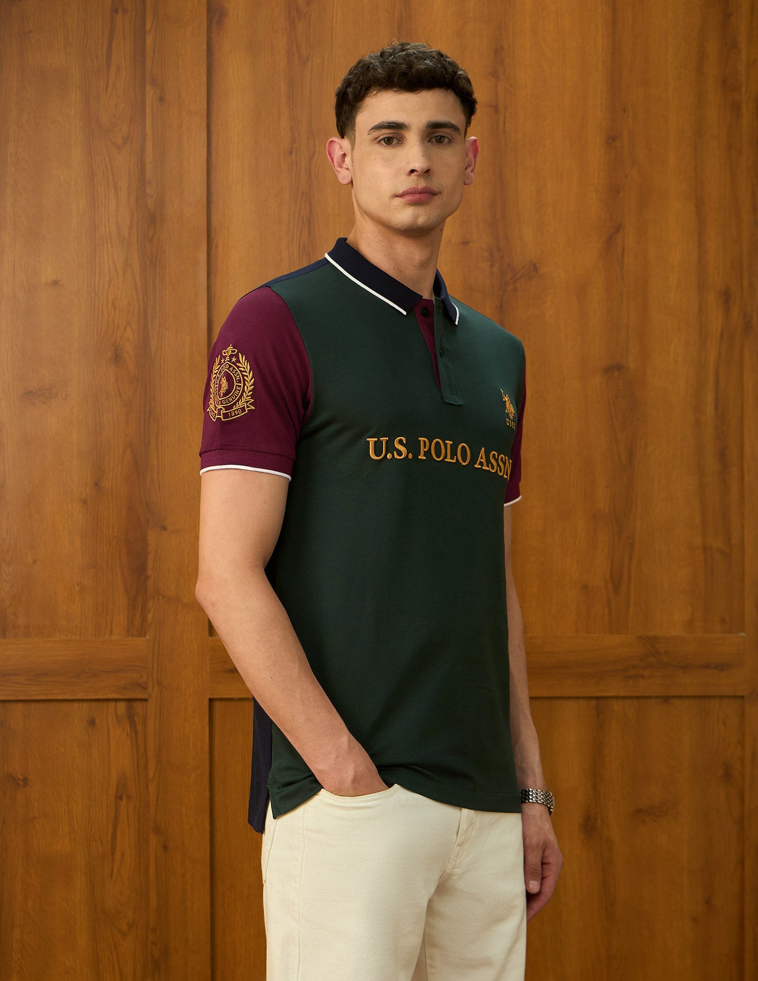 Brand Embroidered Varsity Theatre Polo Shirt Olive - U.S. POLO ASSN. | Large