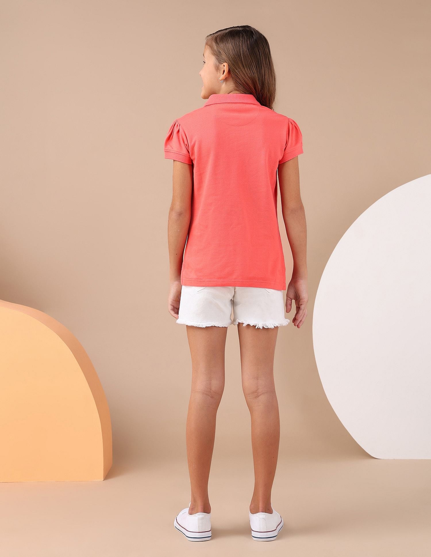 Girls Glitter Relaxed Fit Polo Shirt Coral - U.S. POLO ASSN. | Large